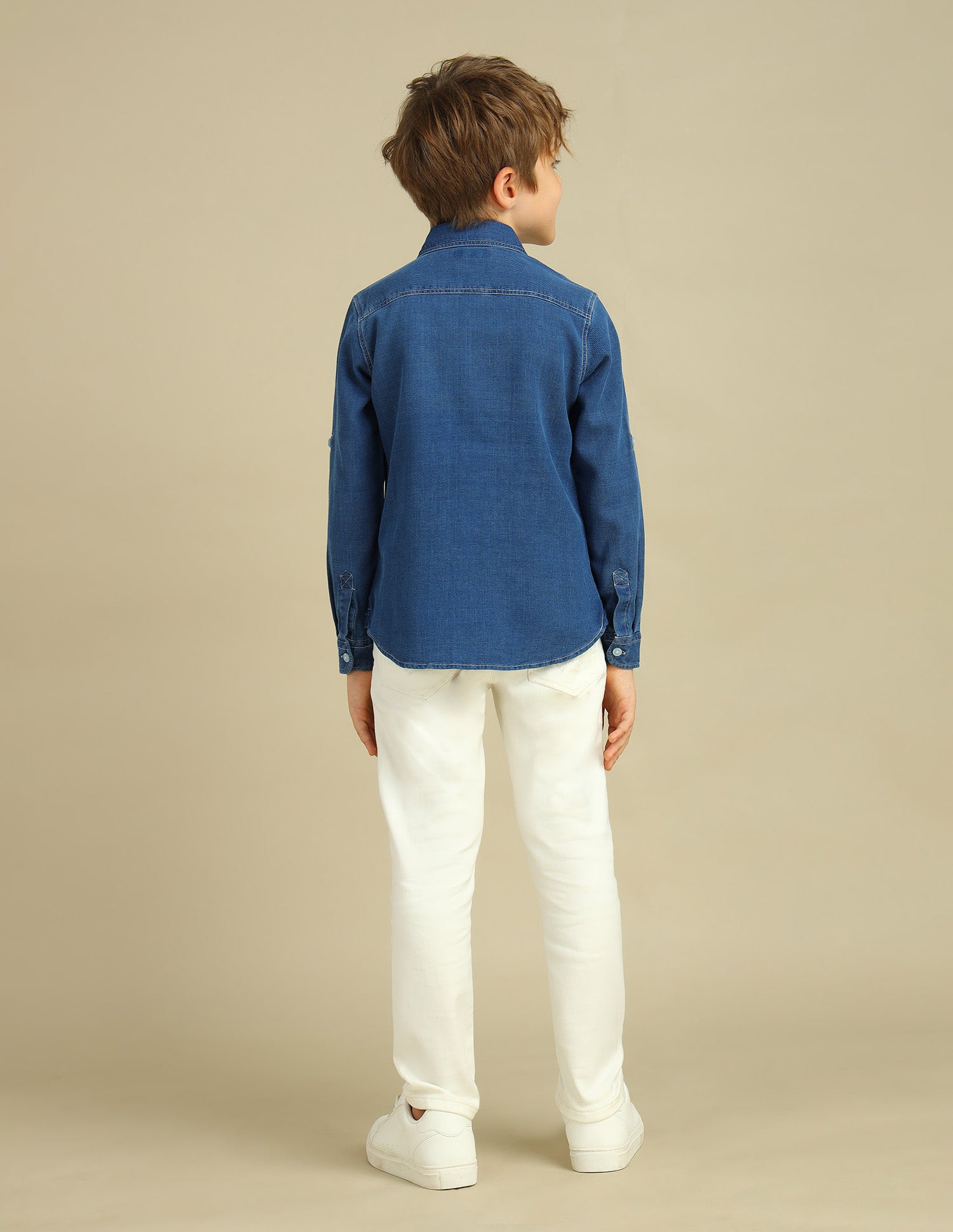 Boys Regular Fit Dobby Shirt Indigo - U.S. POLO ASSN. | Large