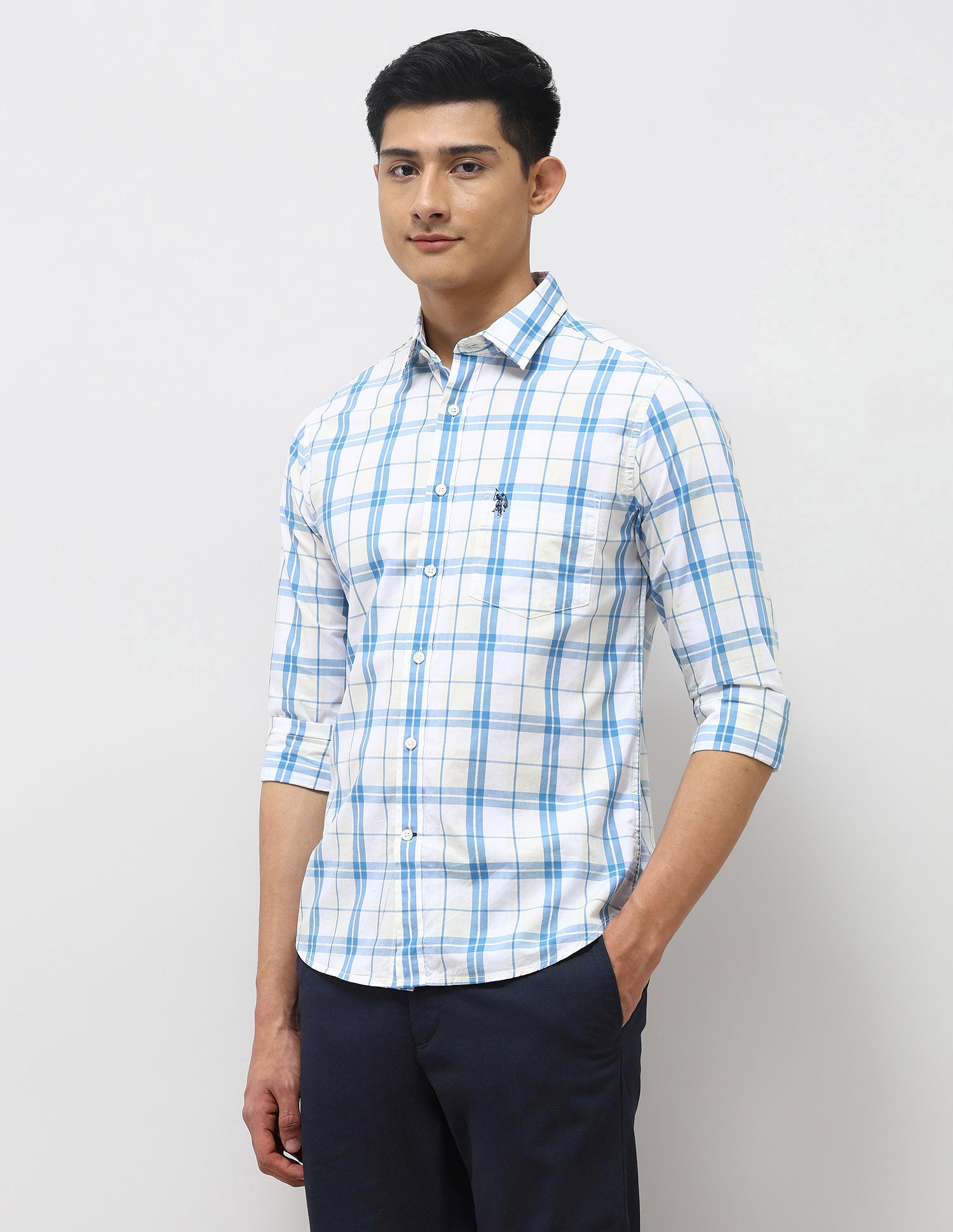 Pure Cotton Tailored Fit Shirt Beige - U.S. Polo Assn. India | Large