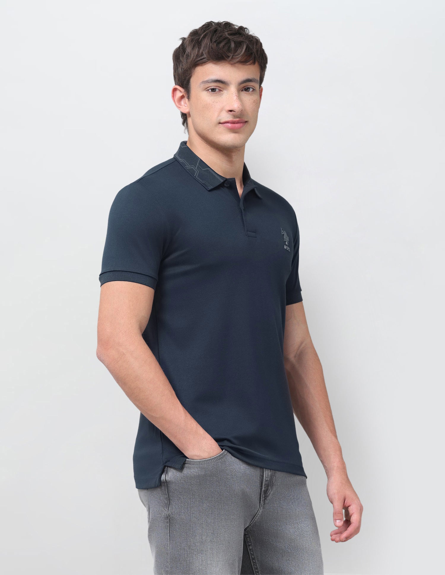Solid Slim Fit Polo Shirt Teal - U.S. Polo Assn. India | Large