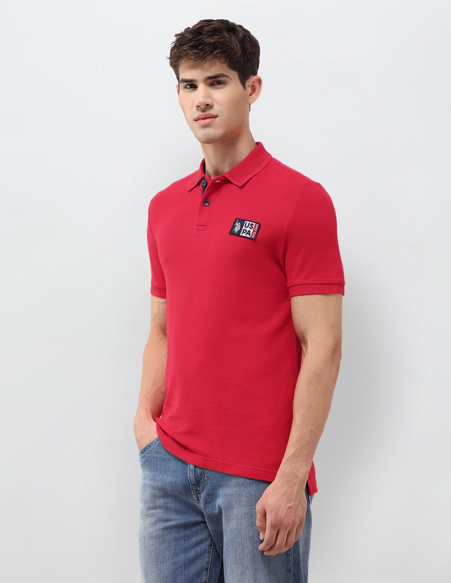 Solid Muscle Fit Polo Shirt Red - U.S. Polo Assn. India | Large