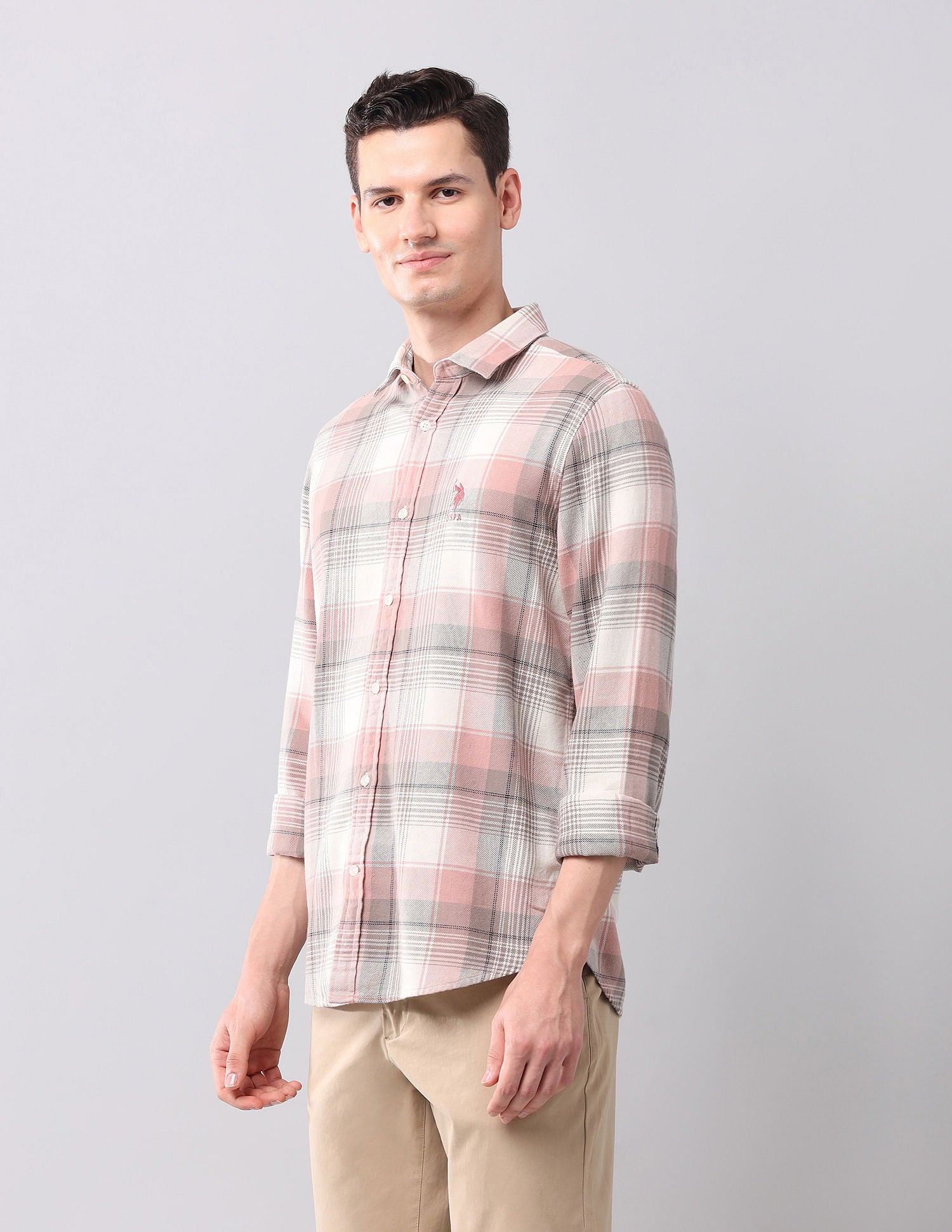 Regular Fit Checked Shirt Pink - U.S. POLO ASSN. | Large