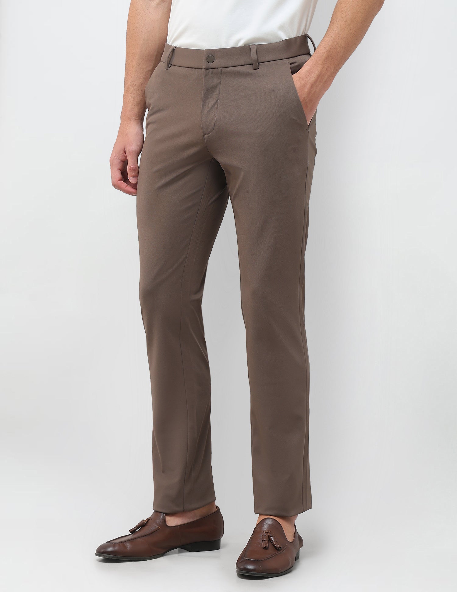 Knitted Denver Slim Fit Trousers Brown - U.S. Polo Assn. India | Large