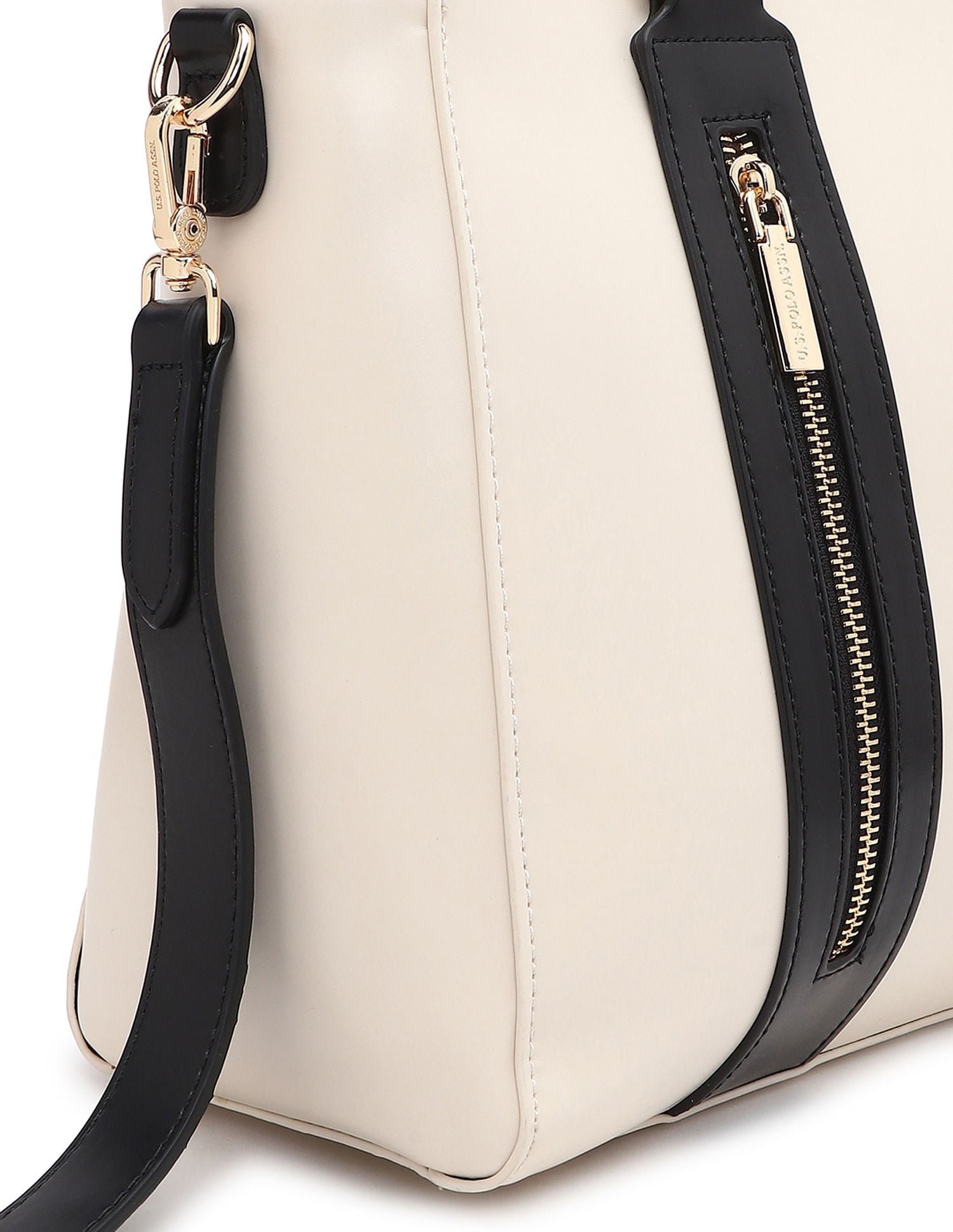 Women April Colour Blocked Satchel Bag Beige - U.S. POLO ASSN. | Large