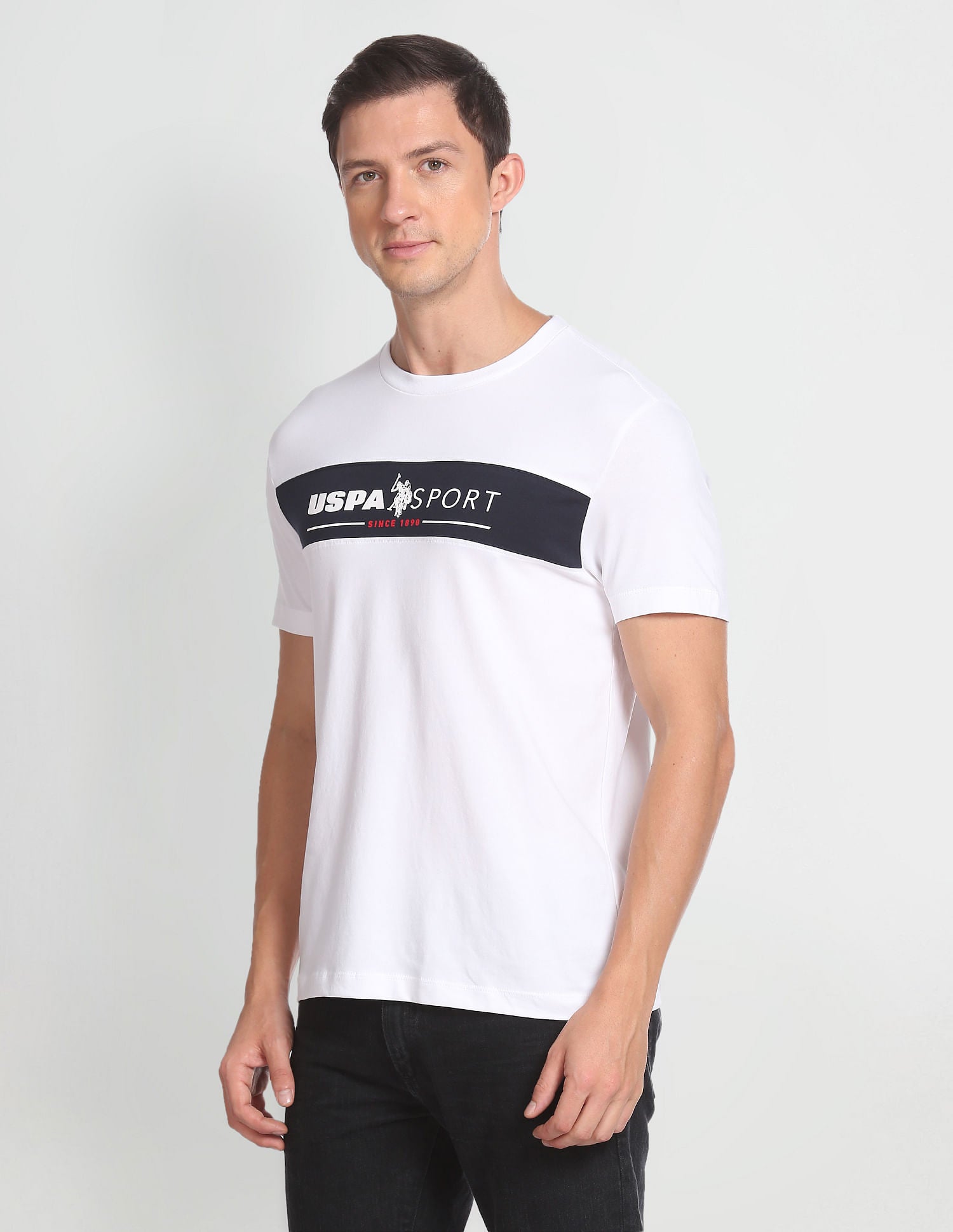 Crew Neck Brand Print T-Shirt White - U.S. POLO ASSN. | Large