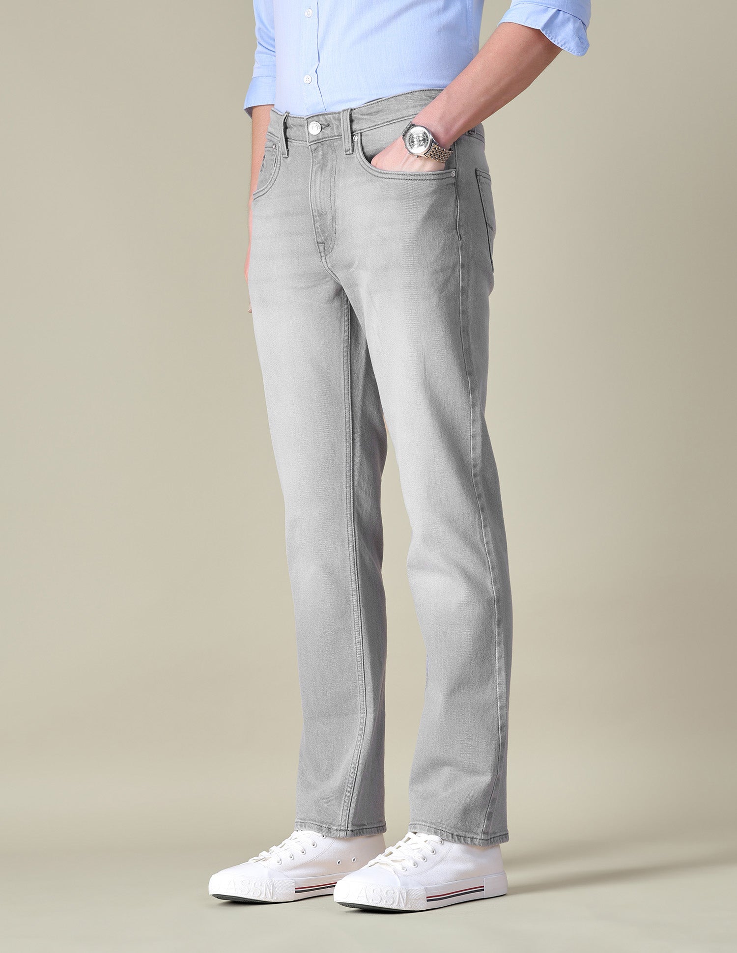 Harold Slim Straight Fit Grey Jeans Light Grey - U.S. POLO ASSN. | Large