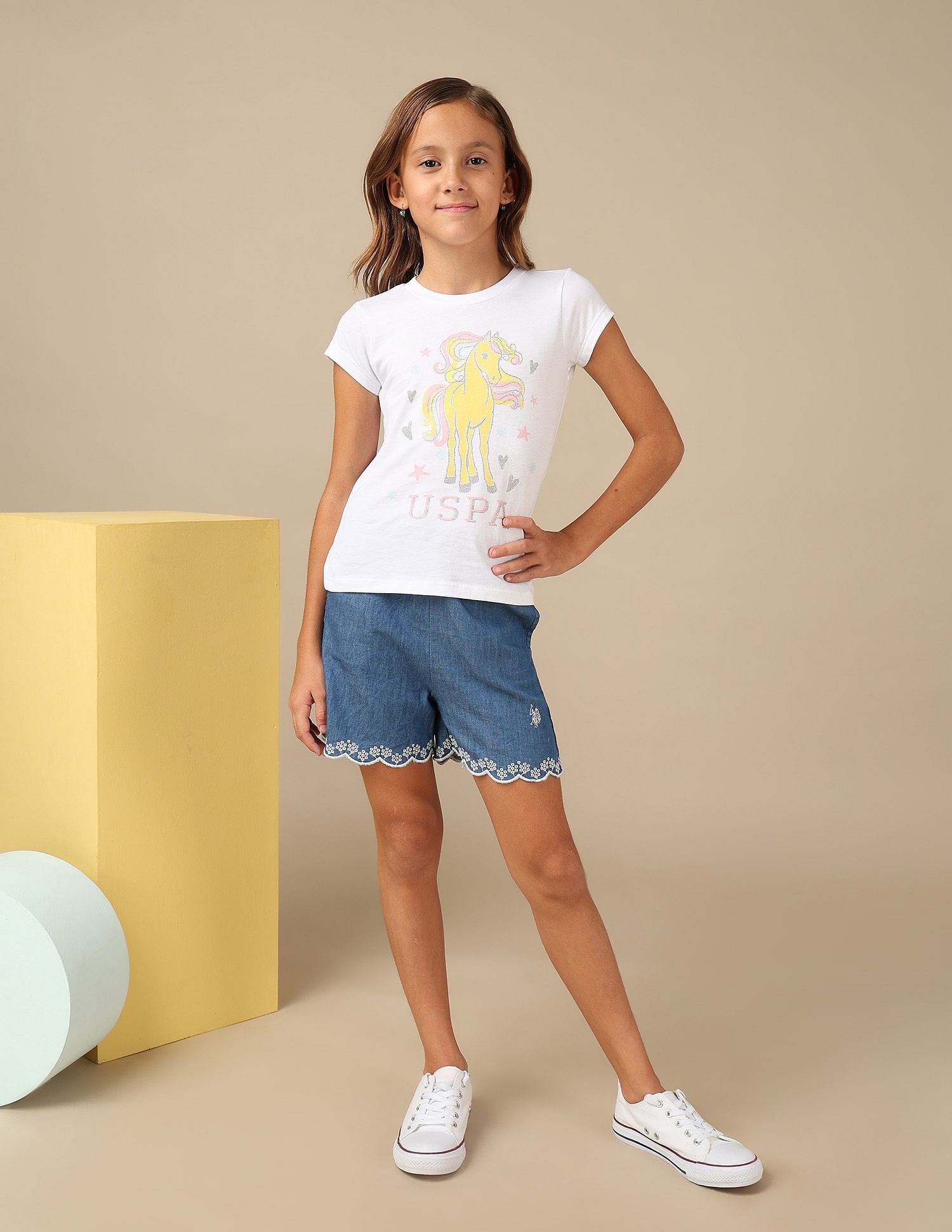 Girls Unicorn Graphic T-Shirt White - U.S. POLO ASSN. | Large