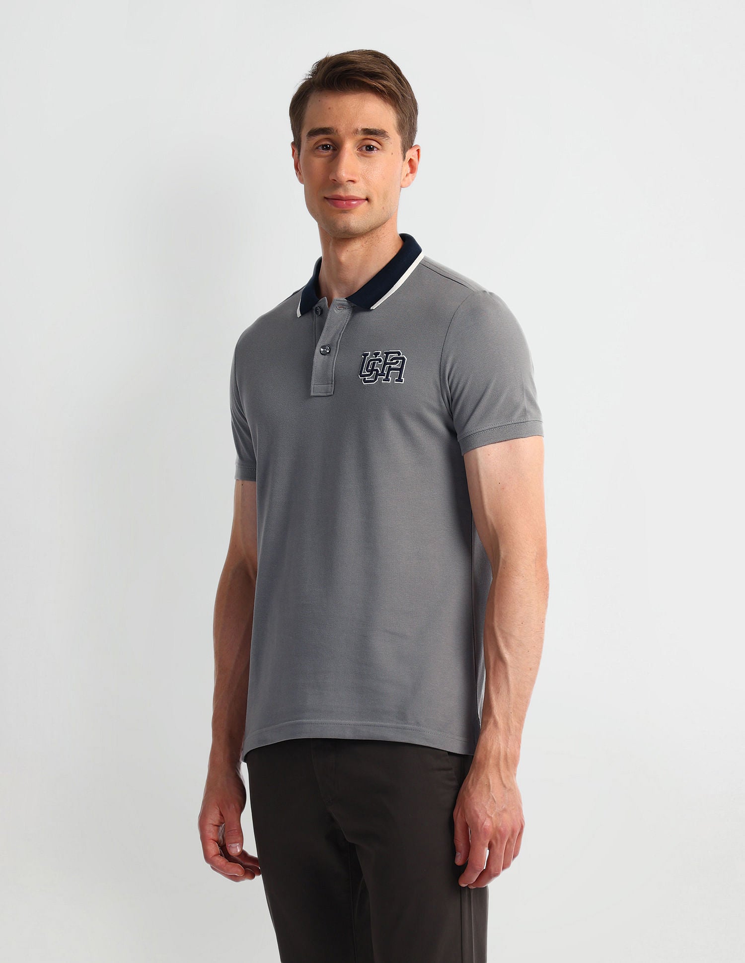 Muscle Fit Solid Polo Shirt Grey - U.S. Polo Assn. India | Large