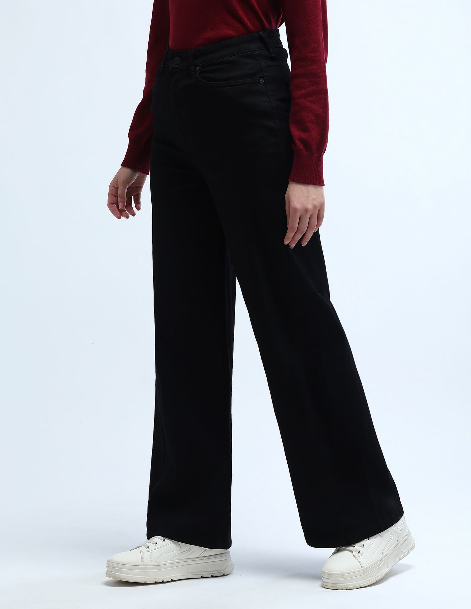 High Rise Stretchable Baggy Jeans Black - U.S. POLO ASSN. | Large