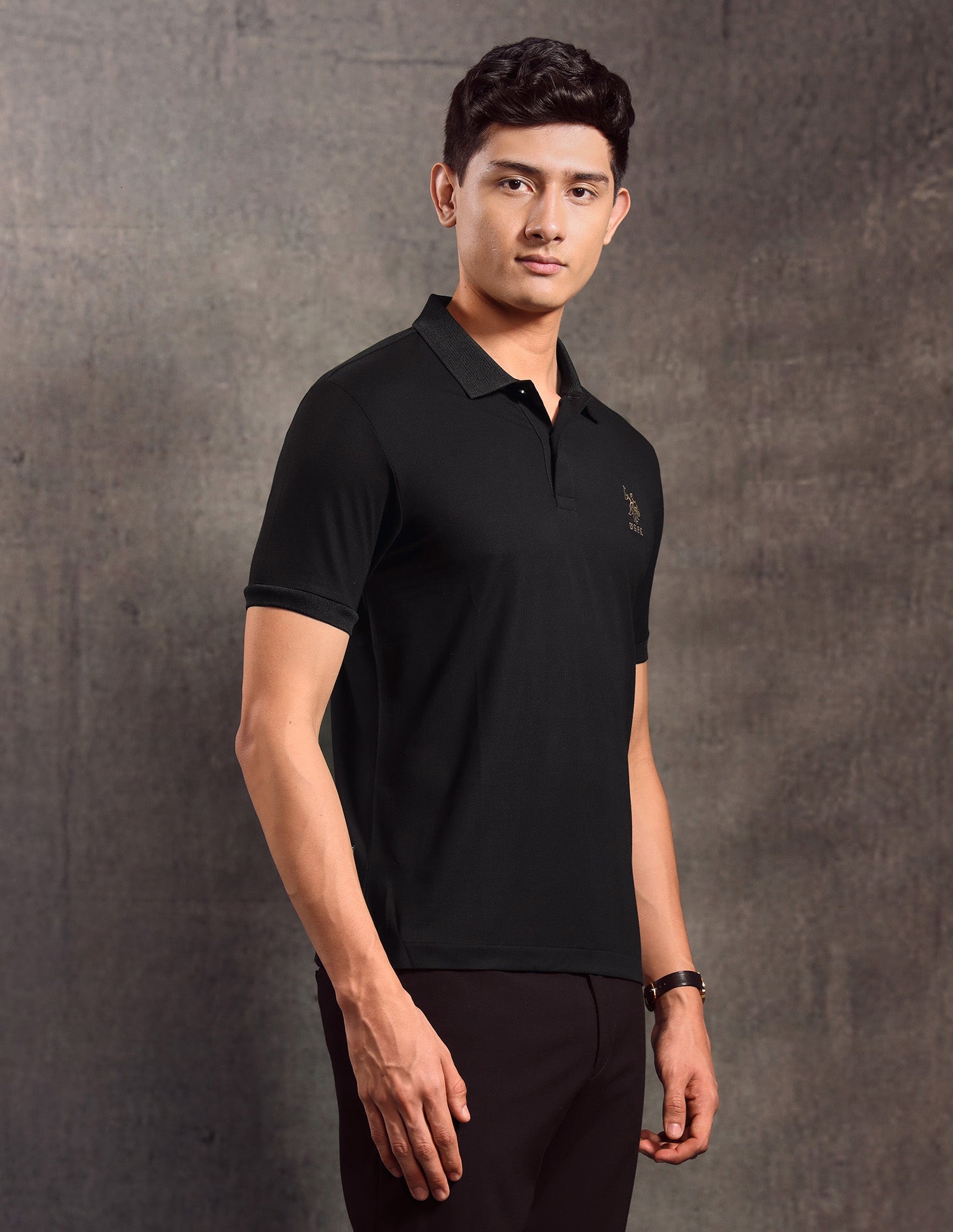 Solid Regular Fit Polo shirt Black - U.S. POLO ASSN. | Large