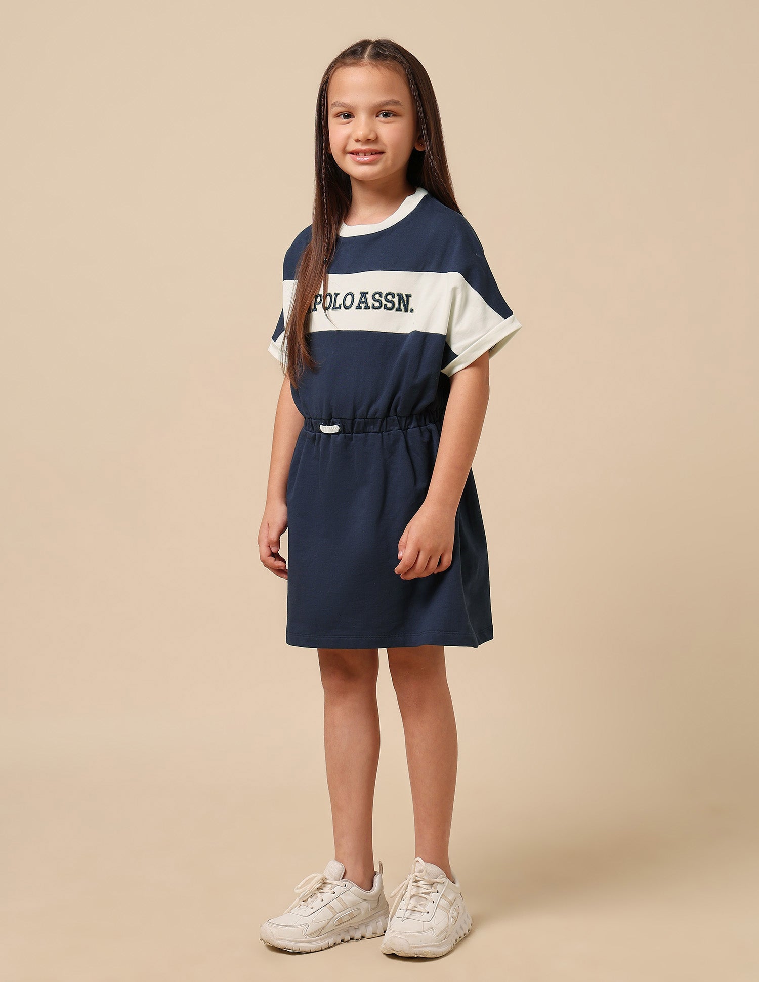 Girls Brand Embroidered A-Line Dress Navy - U.S. POLO ASSN. | Large