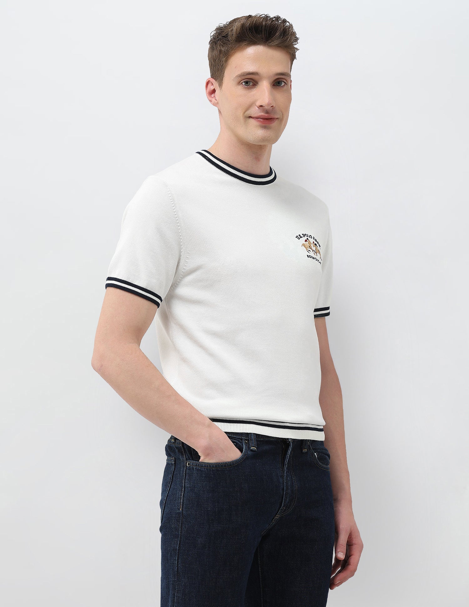 Solid Slim Fit T-Shirt White - U.S. Polo Assn. India | Large