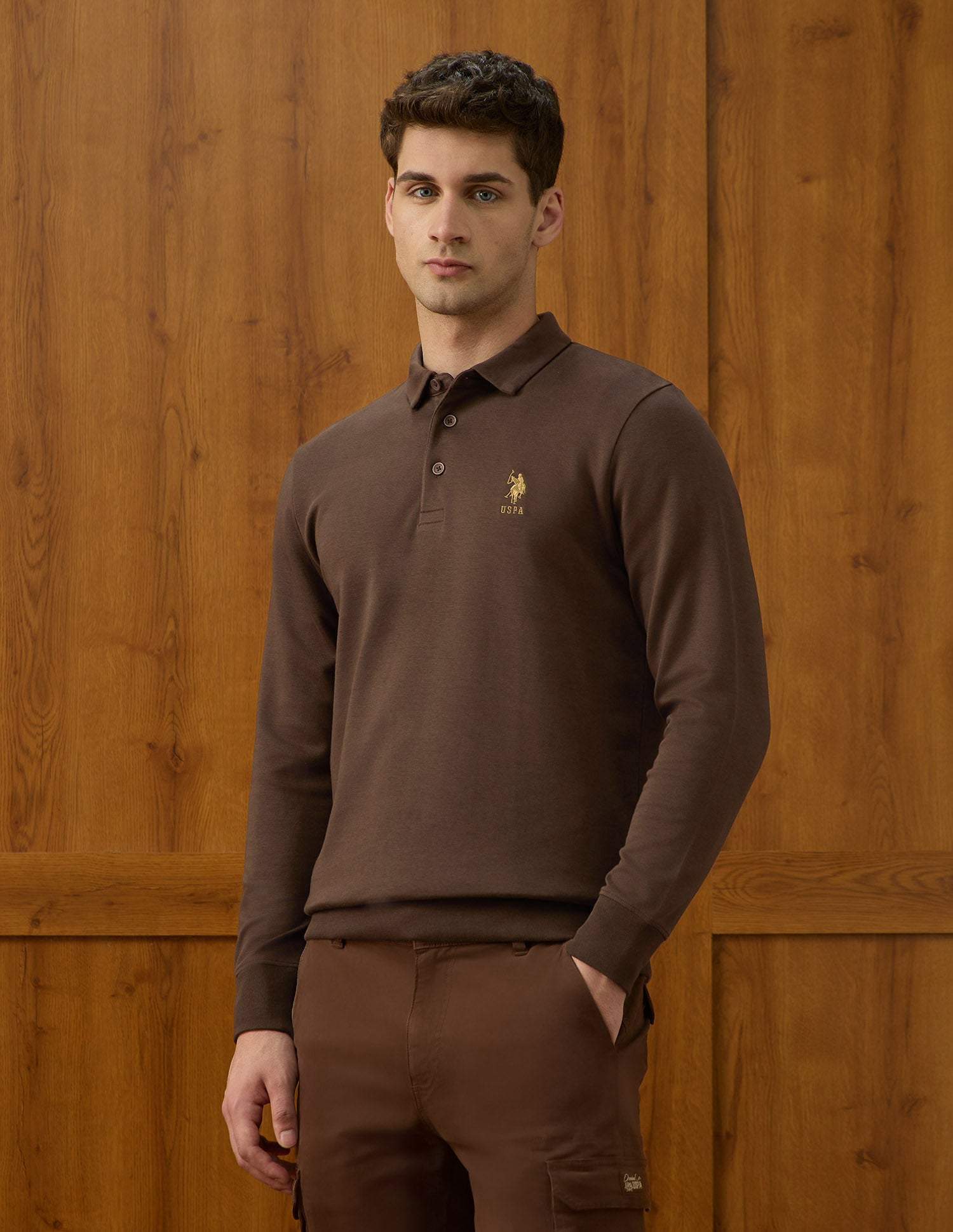 Solid Equestrian Aisle Theater Sweatshirt Dark Brown - U.S. POLO ASSN. | Large