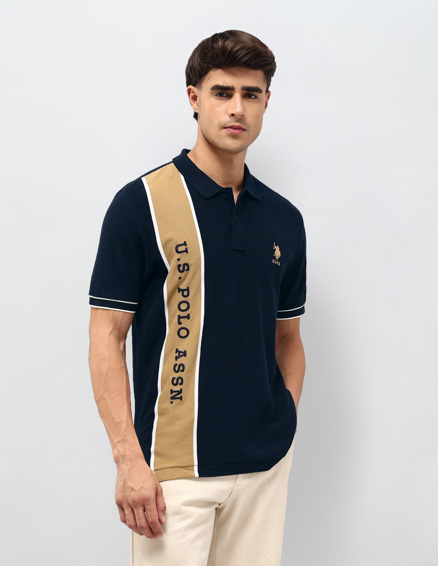 Brand Embroidered Equestrian Aisle Theater Polo Shirt Navy - U.S. POLO ASSN. | Large
