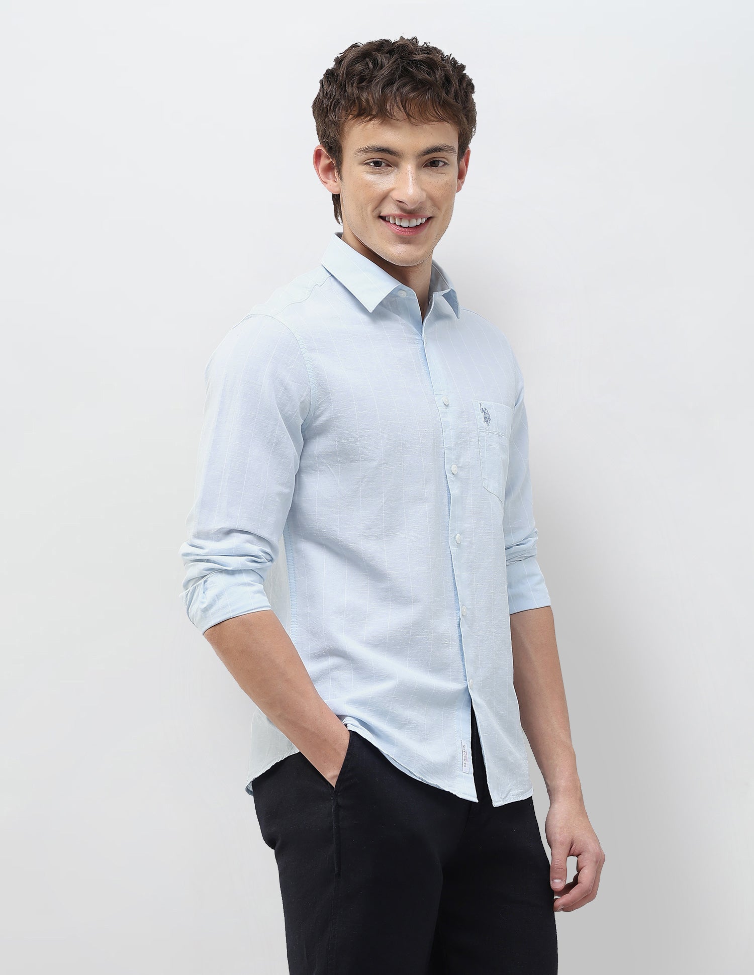 Vertical Striped Regular Fit Shirt Blue - U.S. Polo Assn. India | Large