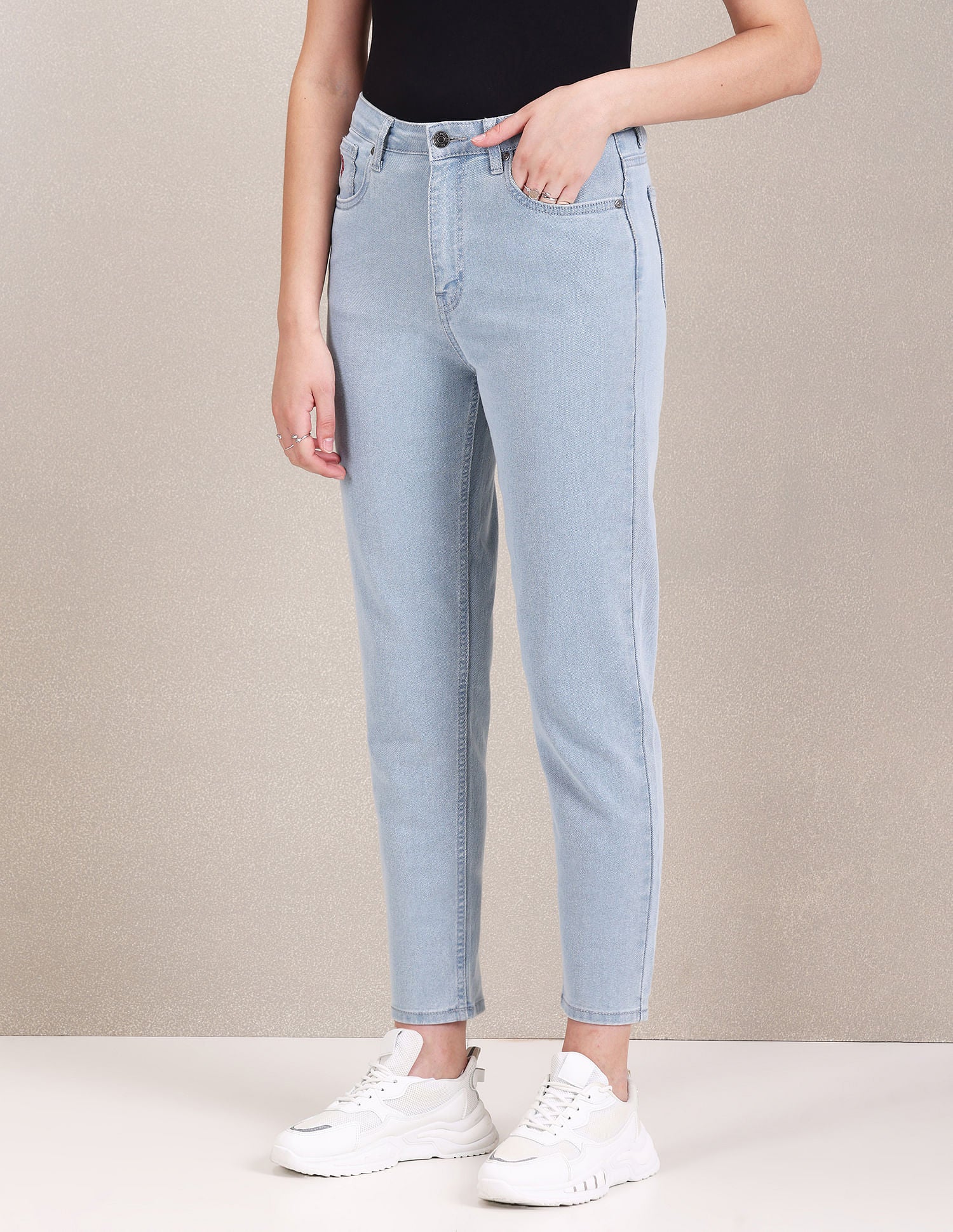 High Rise Mom Fit Jeans Light Blue - U.S. POLO ASSN. | Large