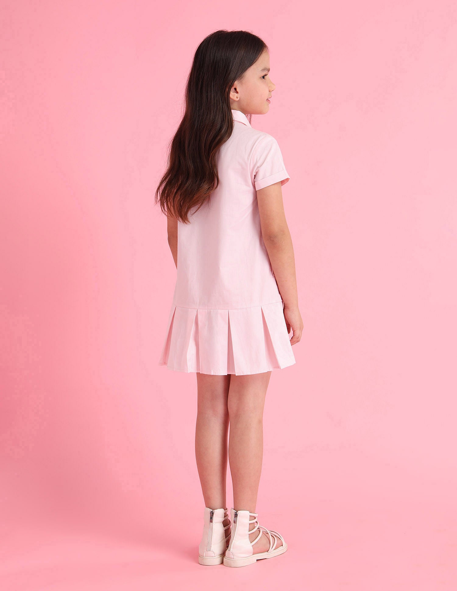Girls Solid A-Line Dress Pink - U.S. Polo Assn. India | Large