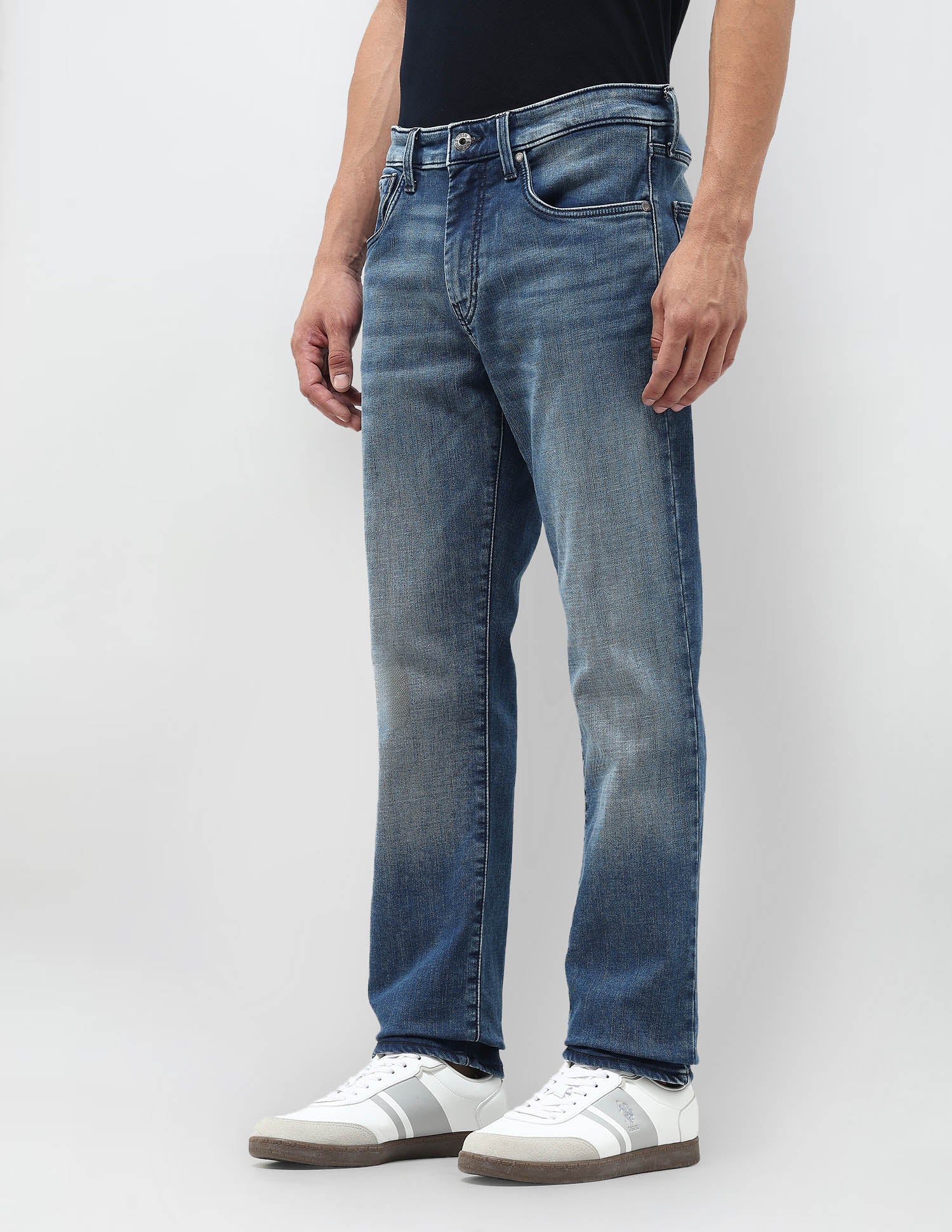 Harold Slim Straight Fit Blue Jeans Mid Wash - U.S. POLO ASSN. | Large