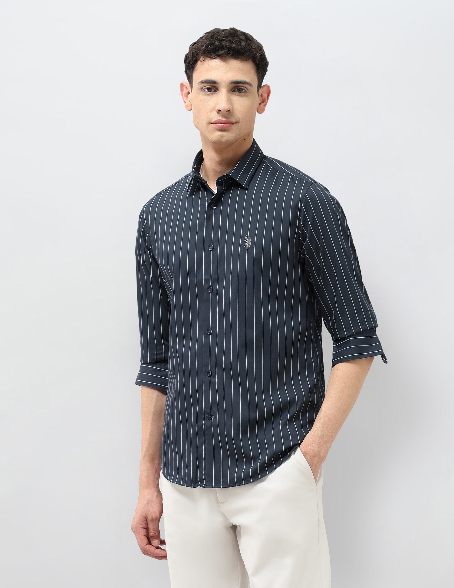 Twill Tailored Fit Shirt Teal - U.S. POLO ASSN. | Large