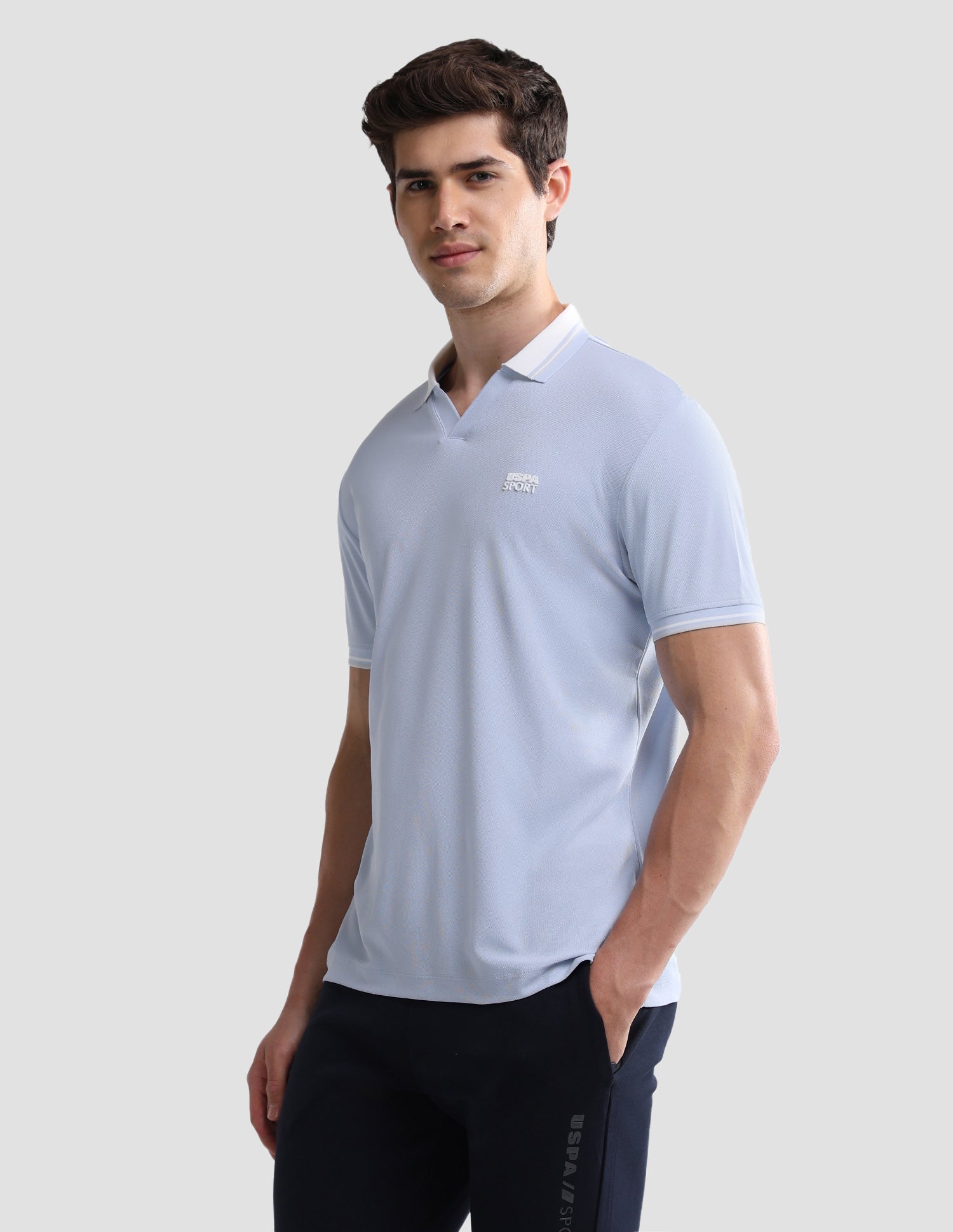 Solid Slim Fit Active Polo Shirt Light Blue - U.S. Polo Assn. India | Large