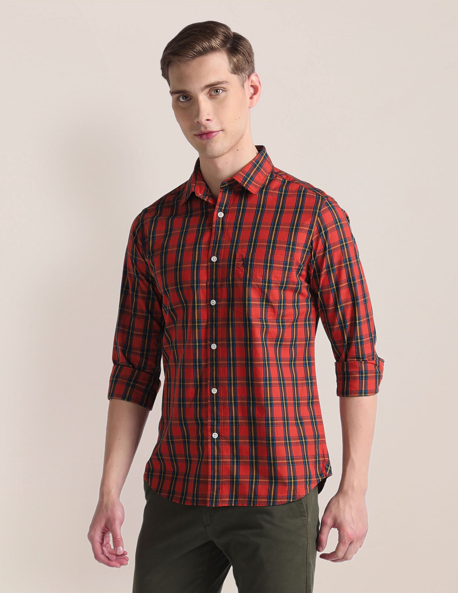 Tartan Check Tailored Fit Shirt Red - U.S. Polo Assn. India | Large