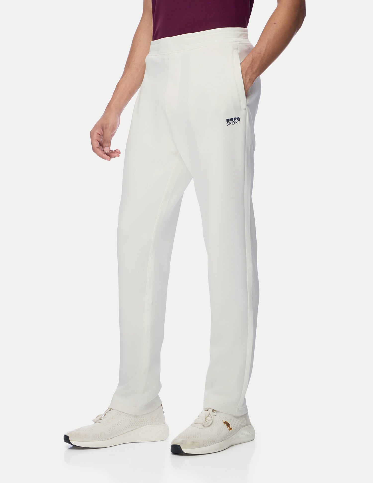 Mid Rise Regular Fit Active Track Pants White - U.S. Polo Assn. India | Large
