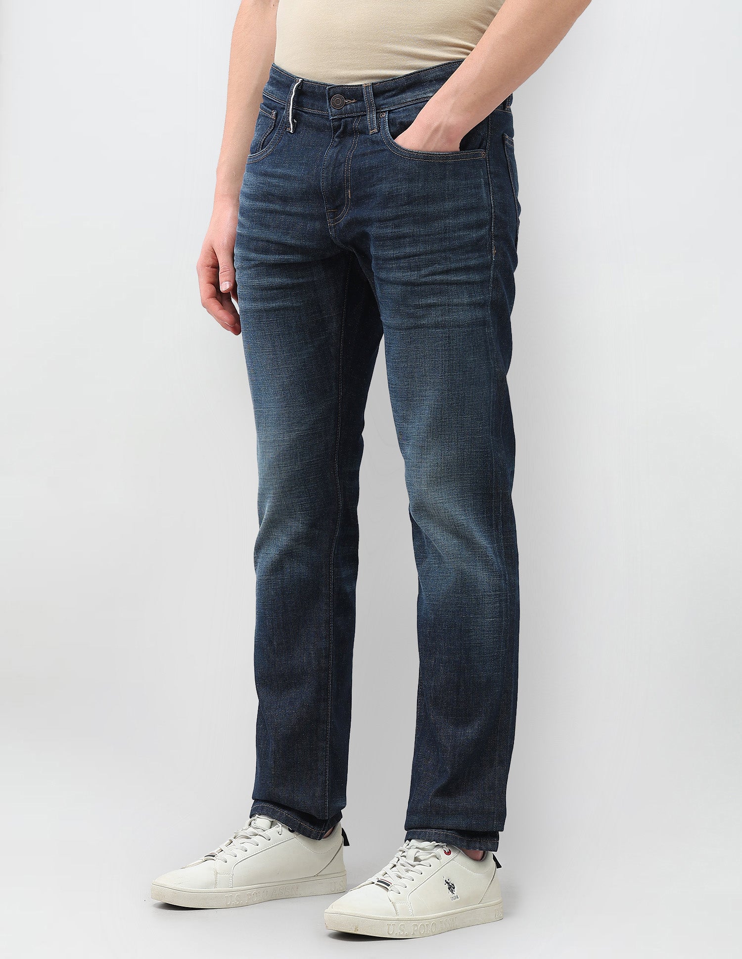 Brandon Slim Tapered Fit Blue Jeans Dark Blue - U.S. Polo Assn. India | Large