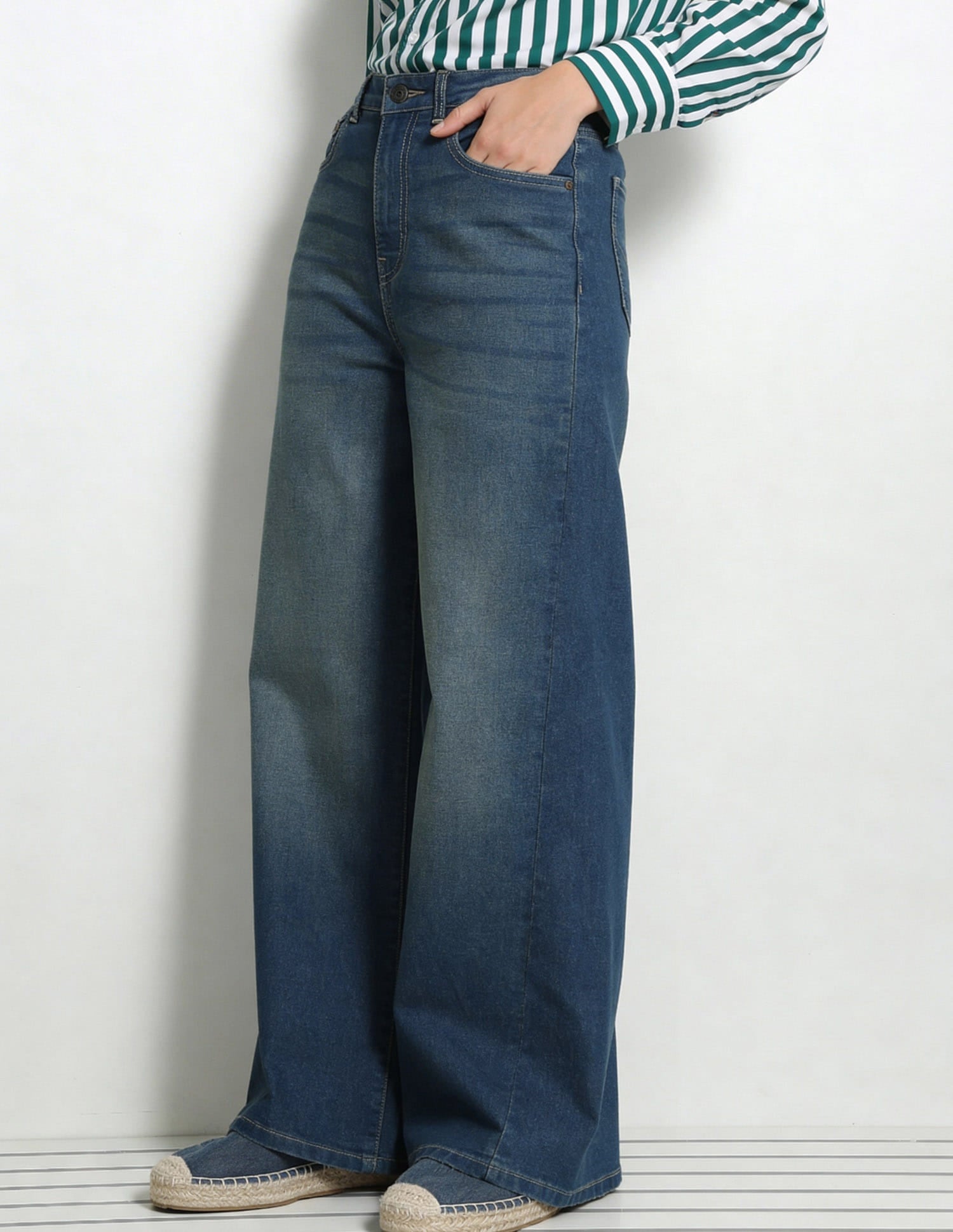 High Rise Baggy Fit Jeans Blue - U.S. Polo Assn. India | Large