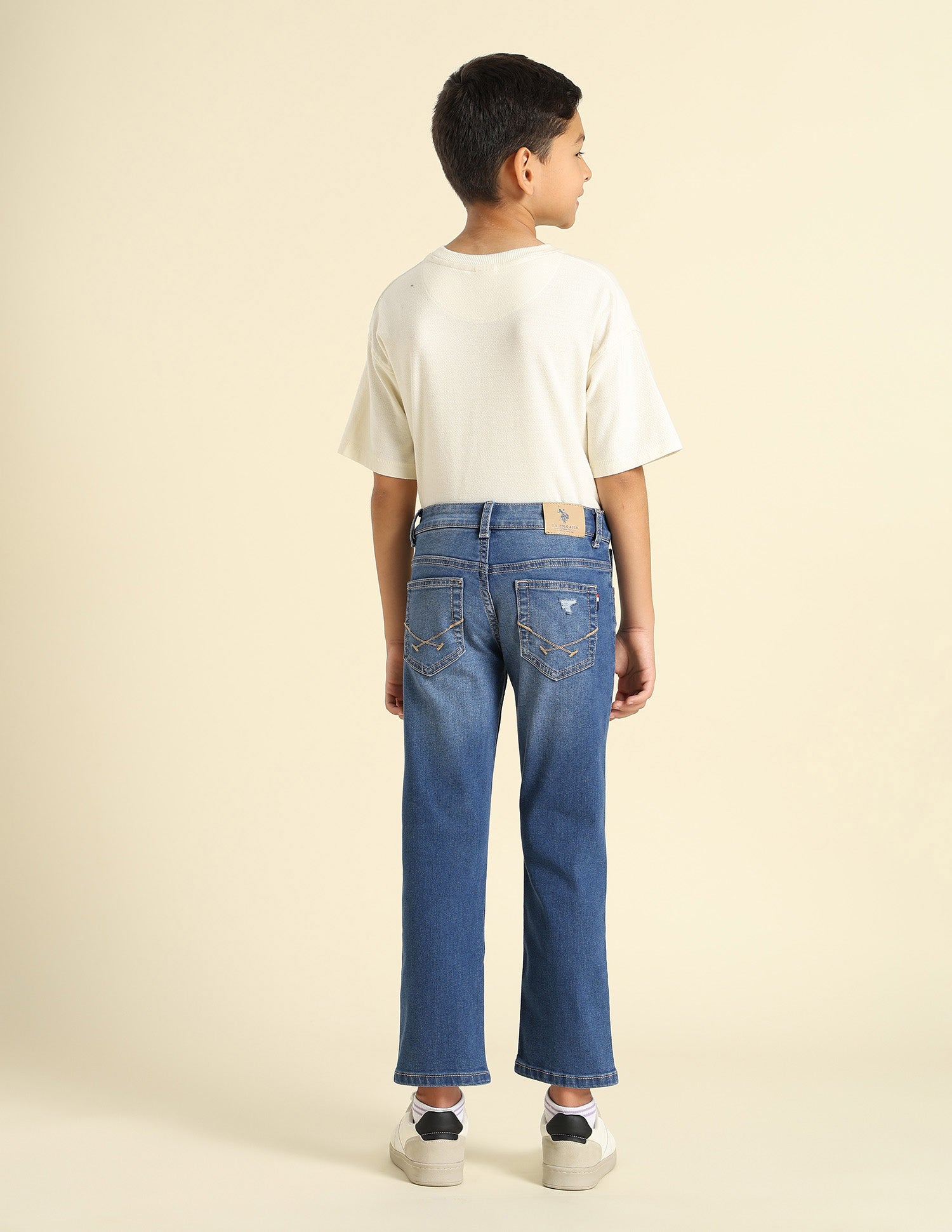 Boys Relaxed Fit Lightly Distressed Jeans Light Blue - U.S. POLO ASSN. | Large