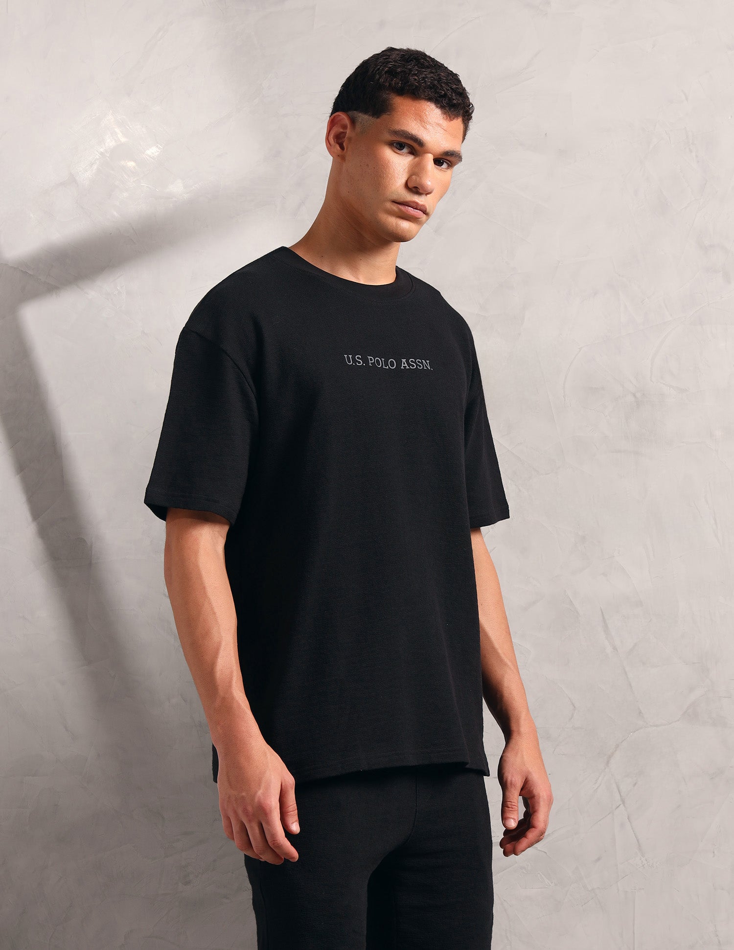 Pure Cotton Oversized Fit PE004 Lounge T-Shirt - Pack Of 1 Black - U.S. POLO ASSN. | Large