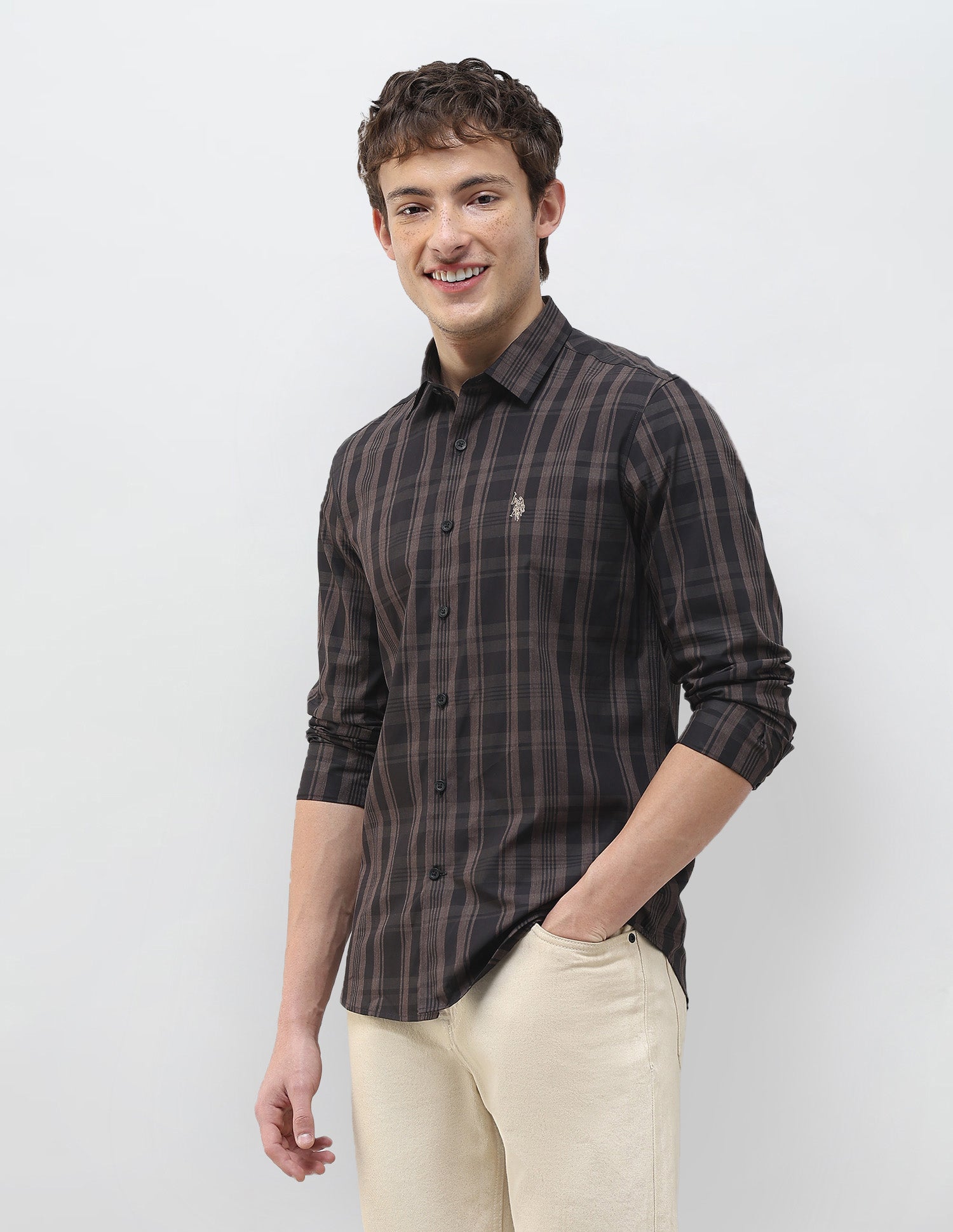 Tartan Checked Regular Fit Shirt Wine - U.S. Polo Assn. India | Large