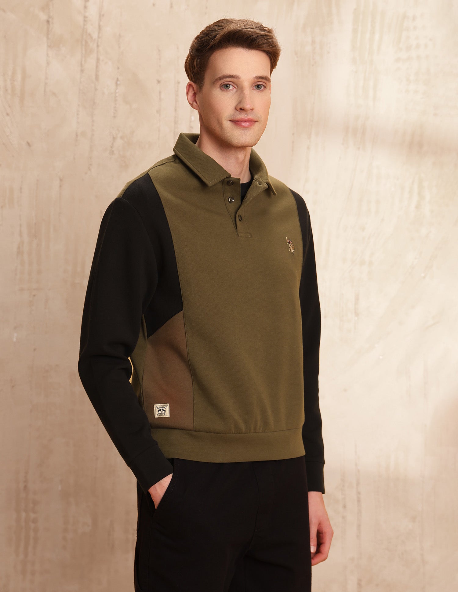 Colourblocked Legend Of Horseshoe Sweatshirt Olive - U.S. Polo Assn. India | Large