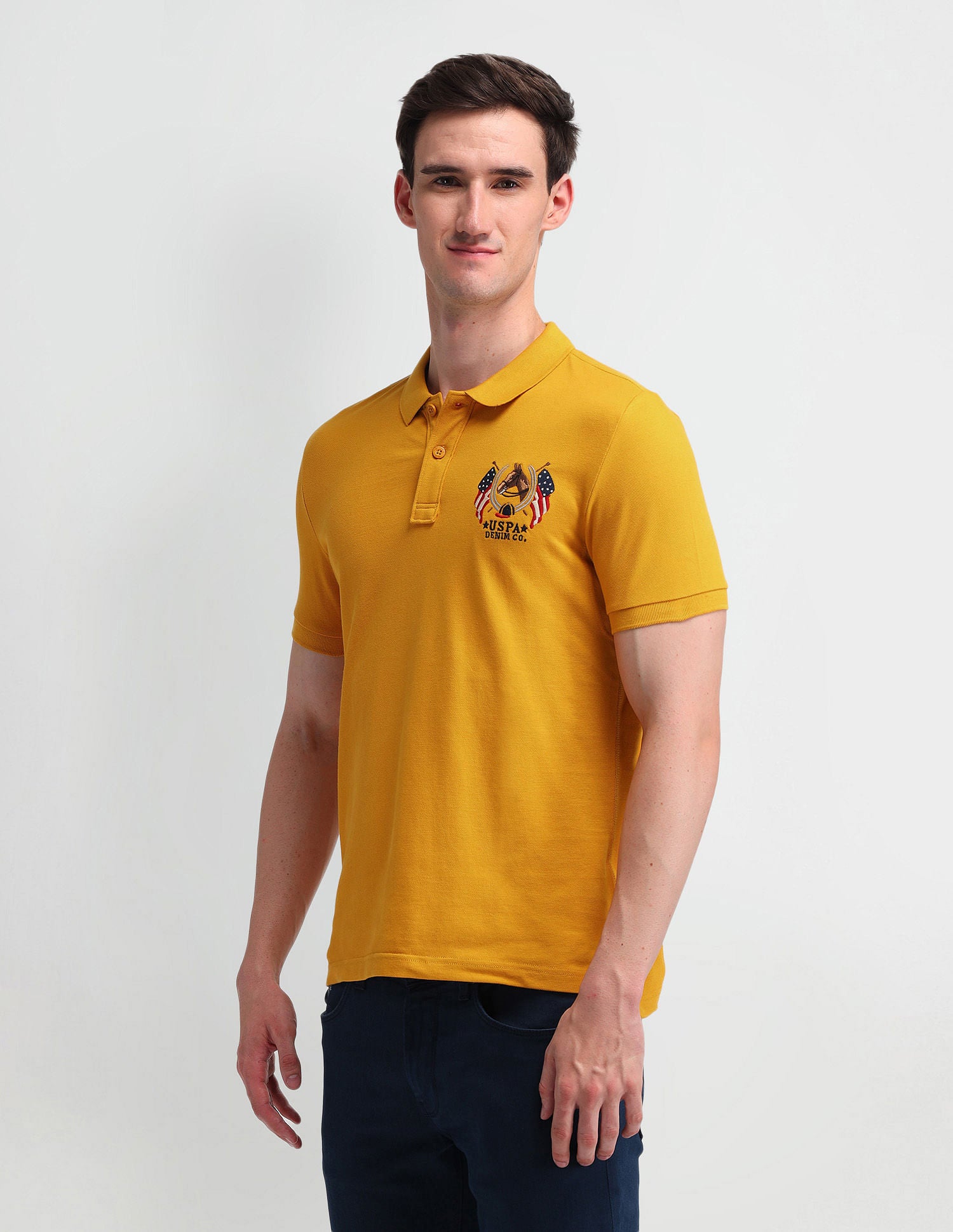 Solid Slim Fit Polo Shirt Mustard - U.S. POLO ASSN. | Large