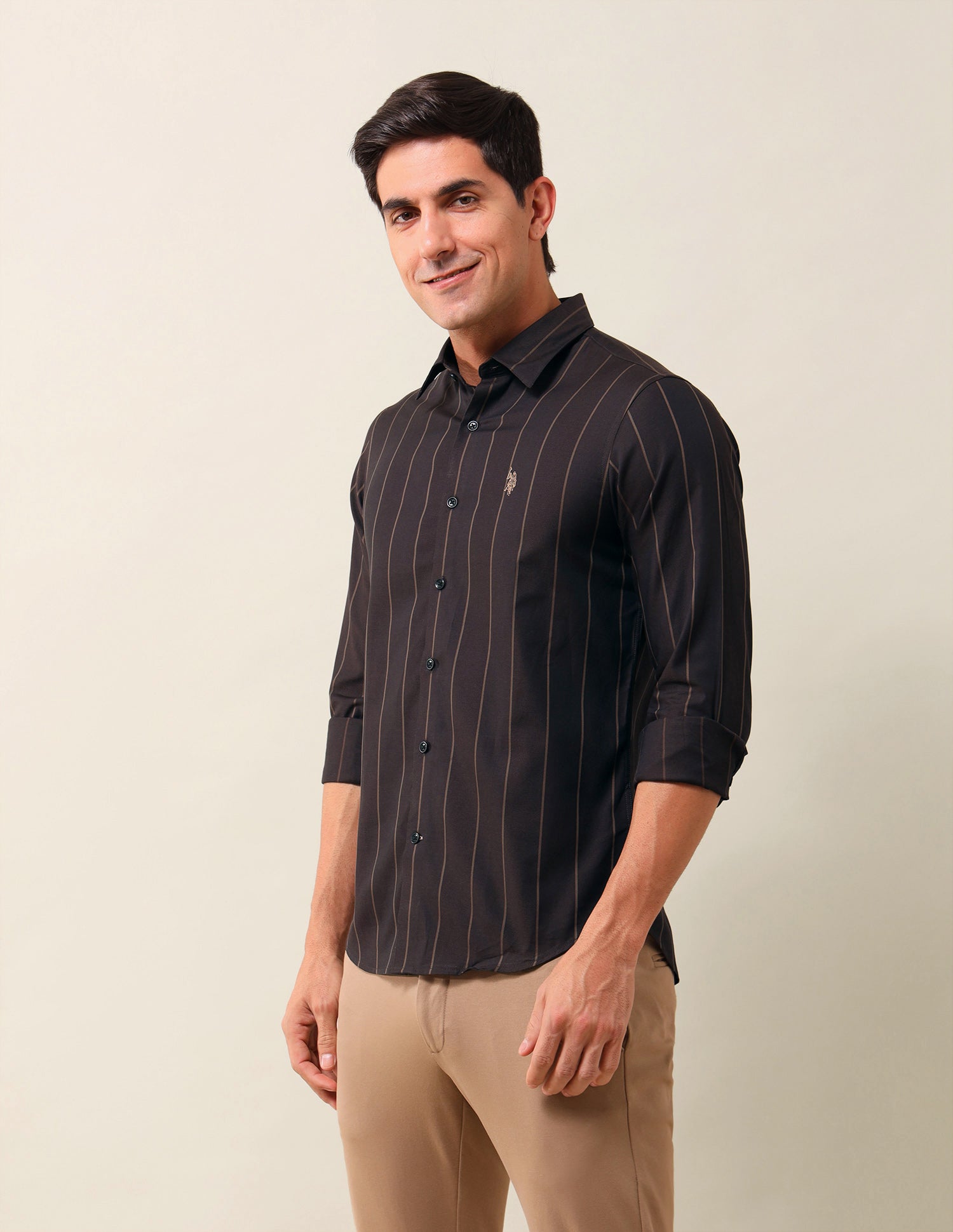 Vertical Striped Tailored Fit Shirt Maroon - U.S. Polo Assn. India | Large