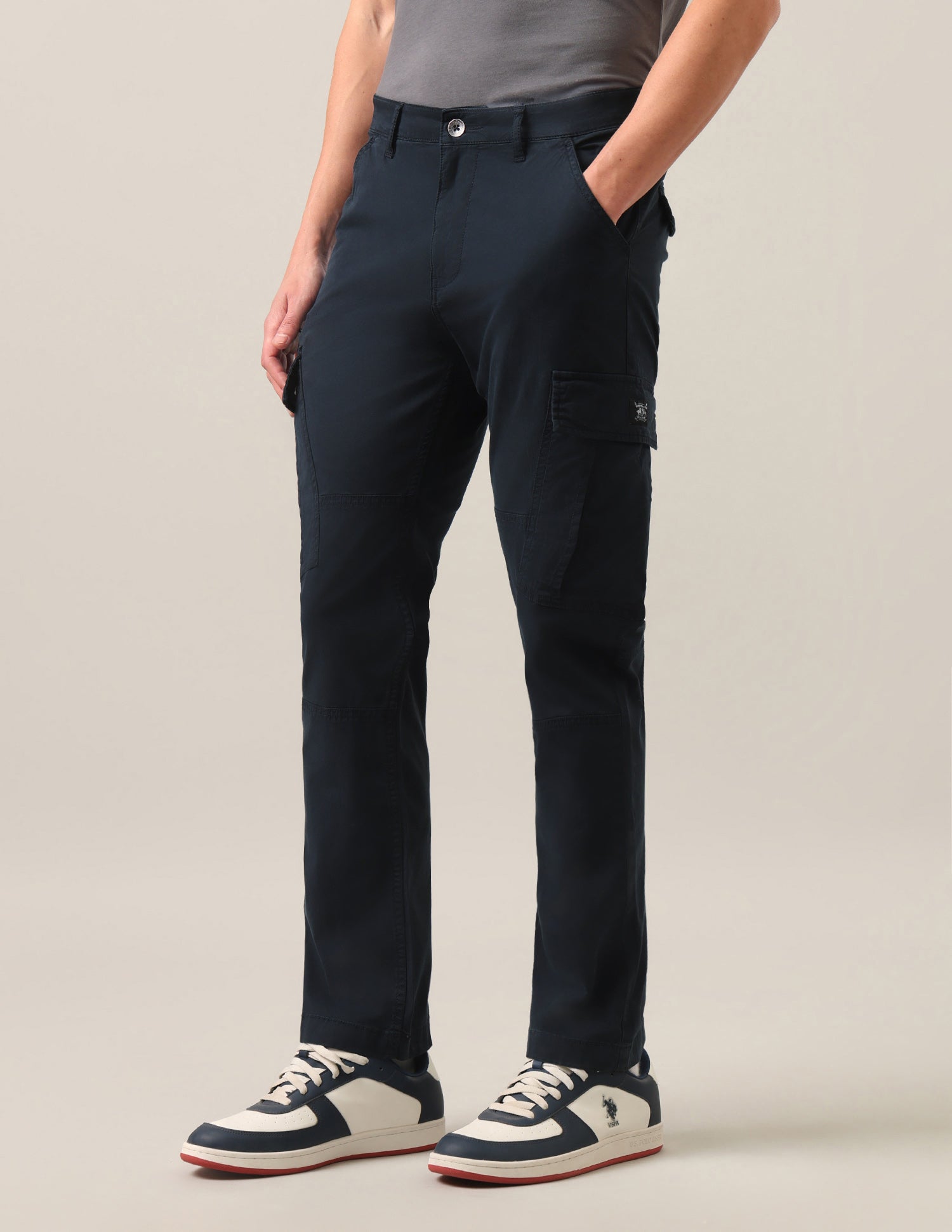 Harold Slim Straight Fit Twill Cargos Navy - U.S. Polo Assn. India | Large