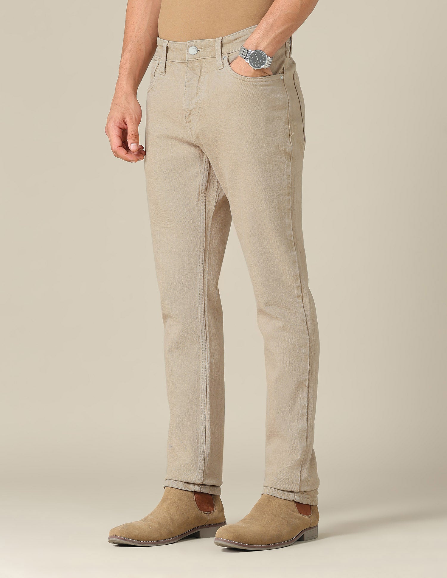 Brandon Slim Tapered Fit Beige Jeans Stone - U.S. POLO ASSN. | Large