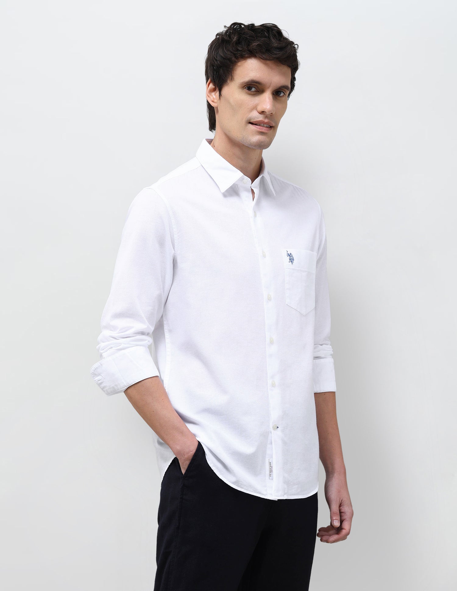 Solid Tailored Fit Shirt White - U.S. Polo Assn. India | Large