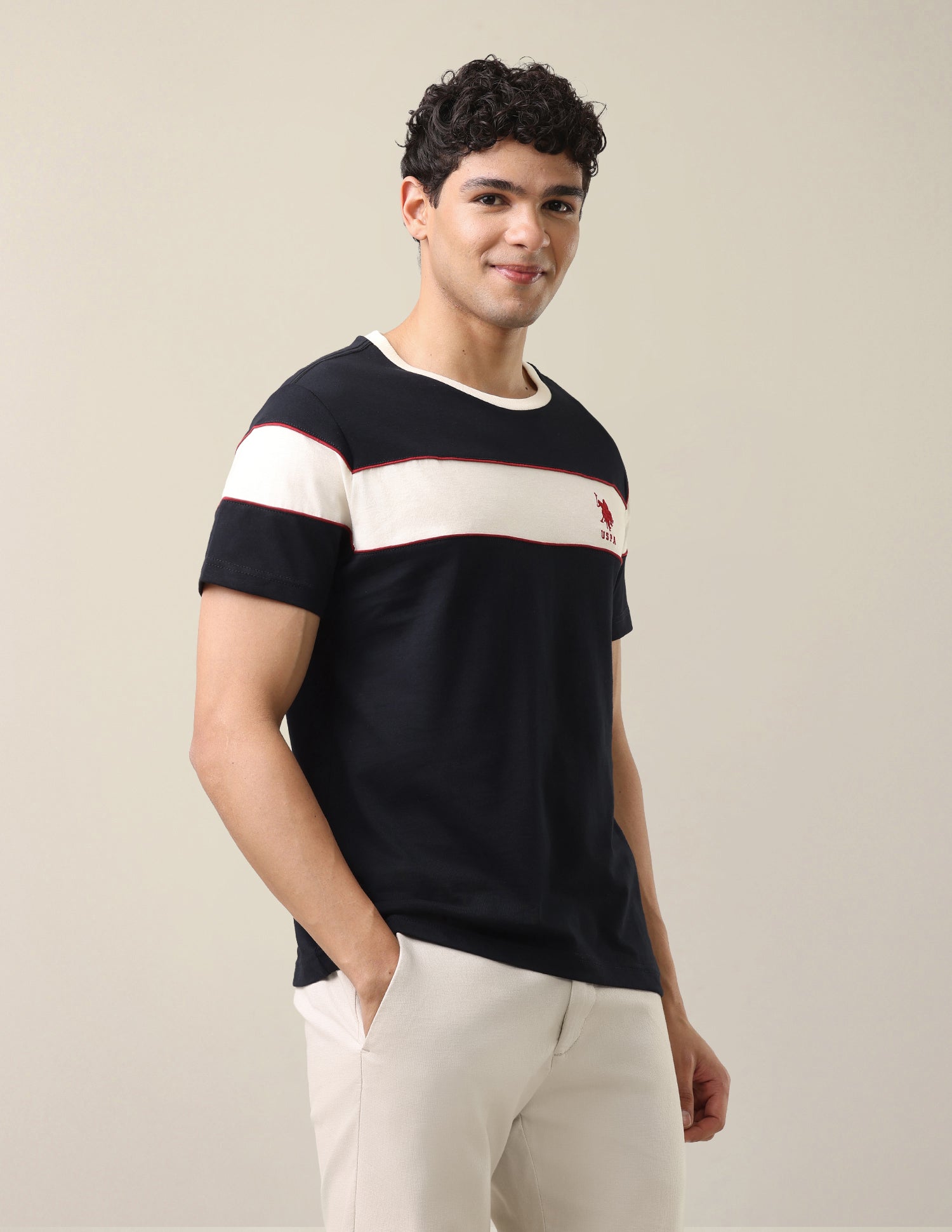 Solid Regular Fit T-Shirt Navy - U.S. Polo Assn. India | Large