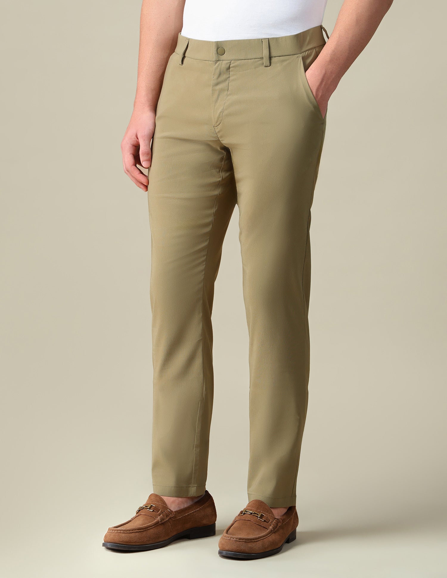 Denver Slim Fit Mid Rise Trousers Khaki - U.S. Polo Assn. India | Large