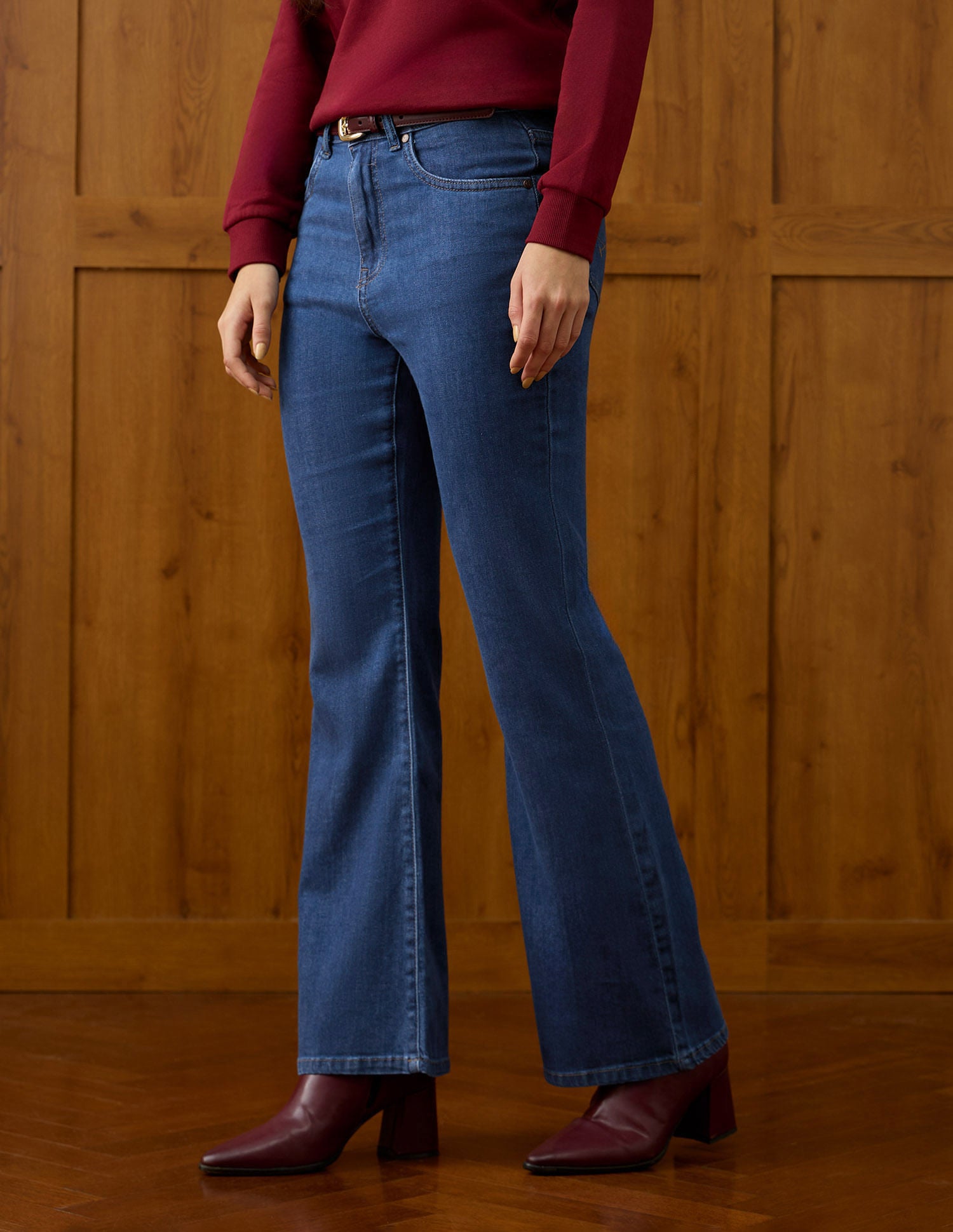 High Rise Flared Fit Jeans Blue - U.S. POLO ASSN. | Large