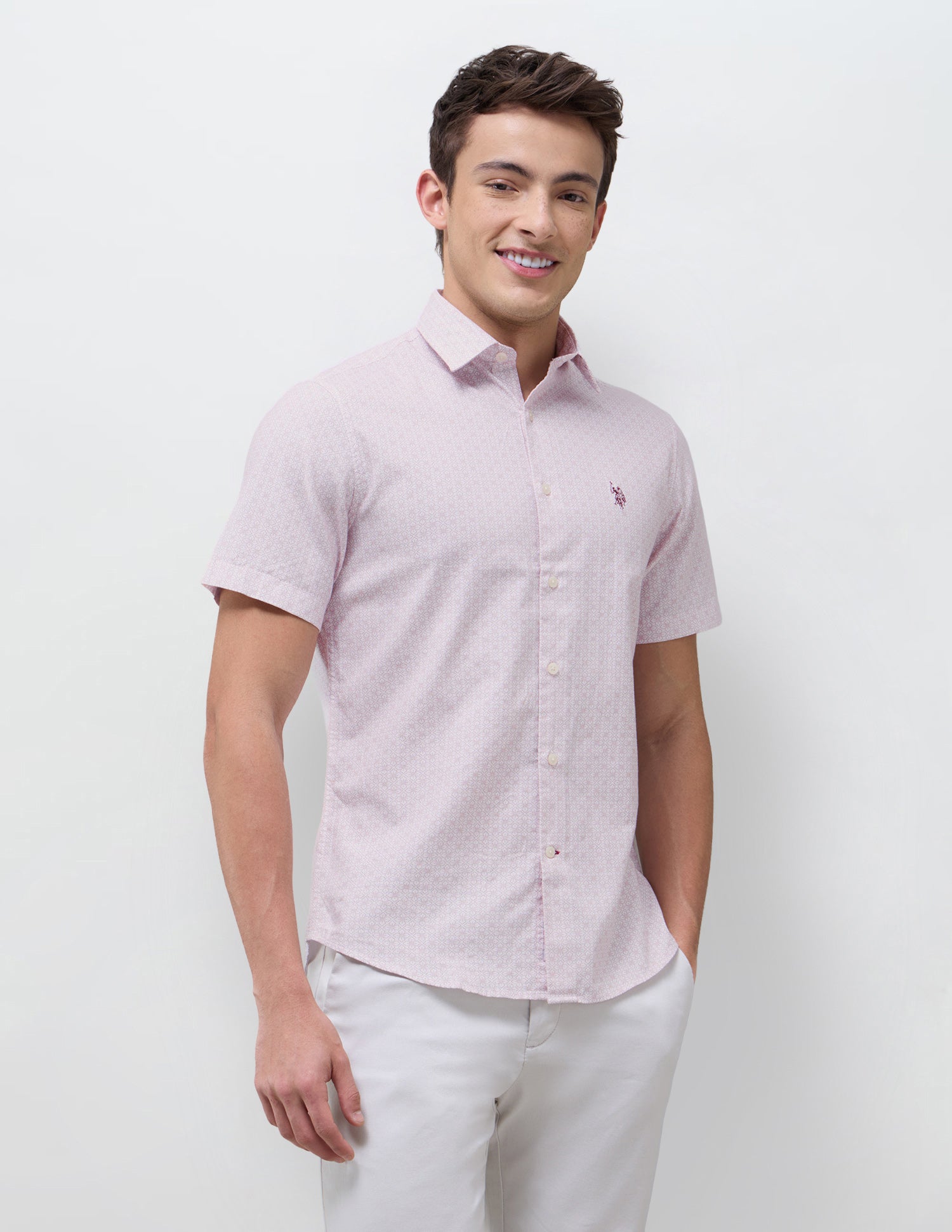 Floral Geometric Regular Fit Shirt Maroon - U.S. Polo Assn. India | Large