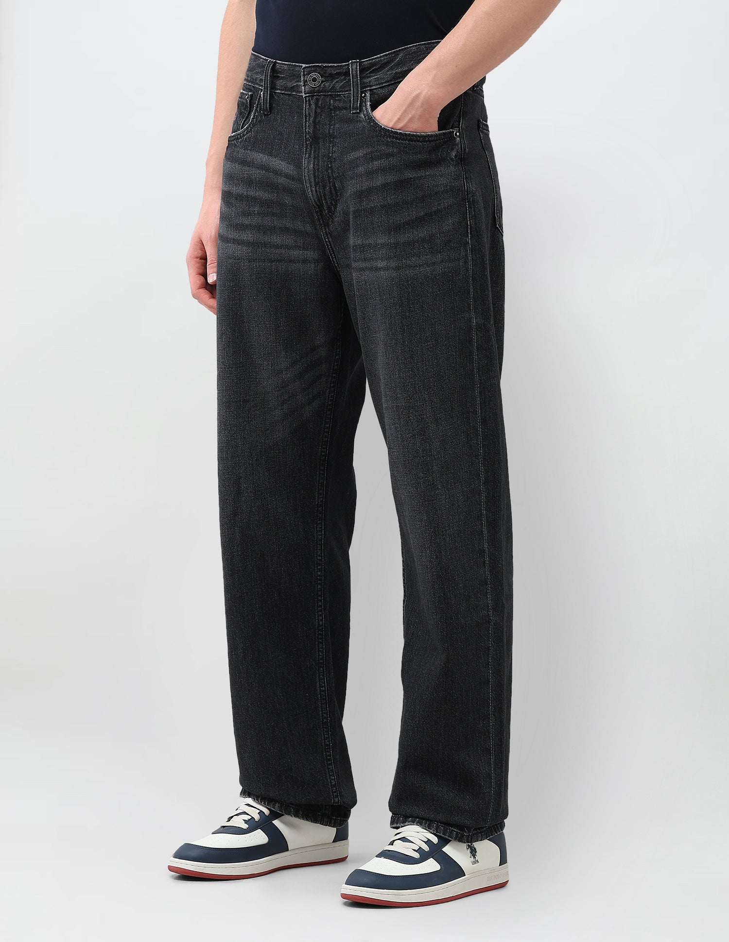 Logan Loose Straight Fit Black Jeans Washed Black - U.S. Polo Assn. India | Large