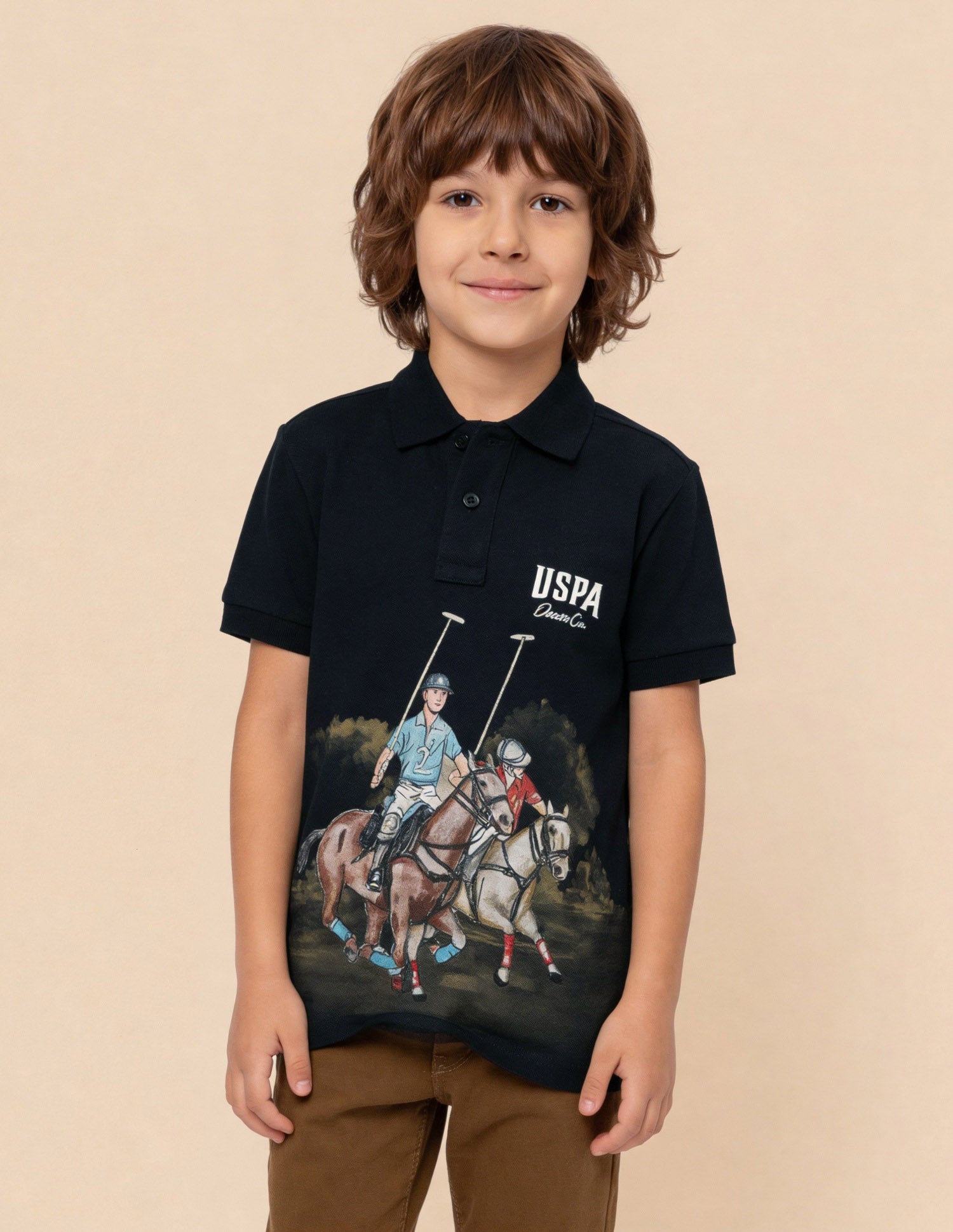 Graphic Brand Printed Regular Fit Polo Shirt Navy - U.S. Polo Assn. India | Large