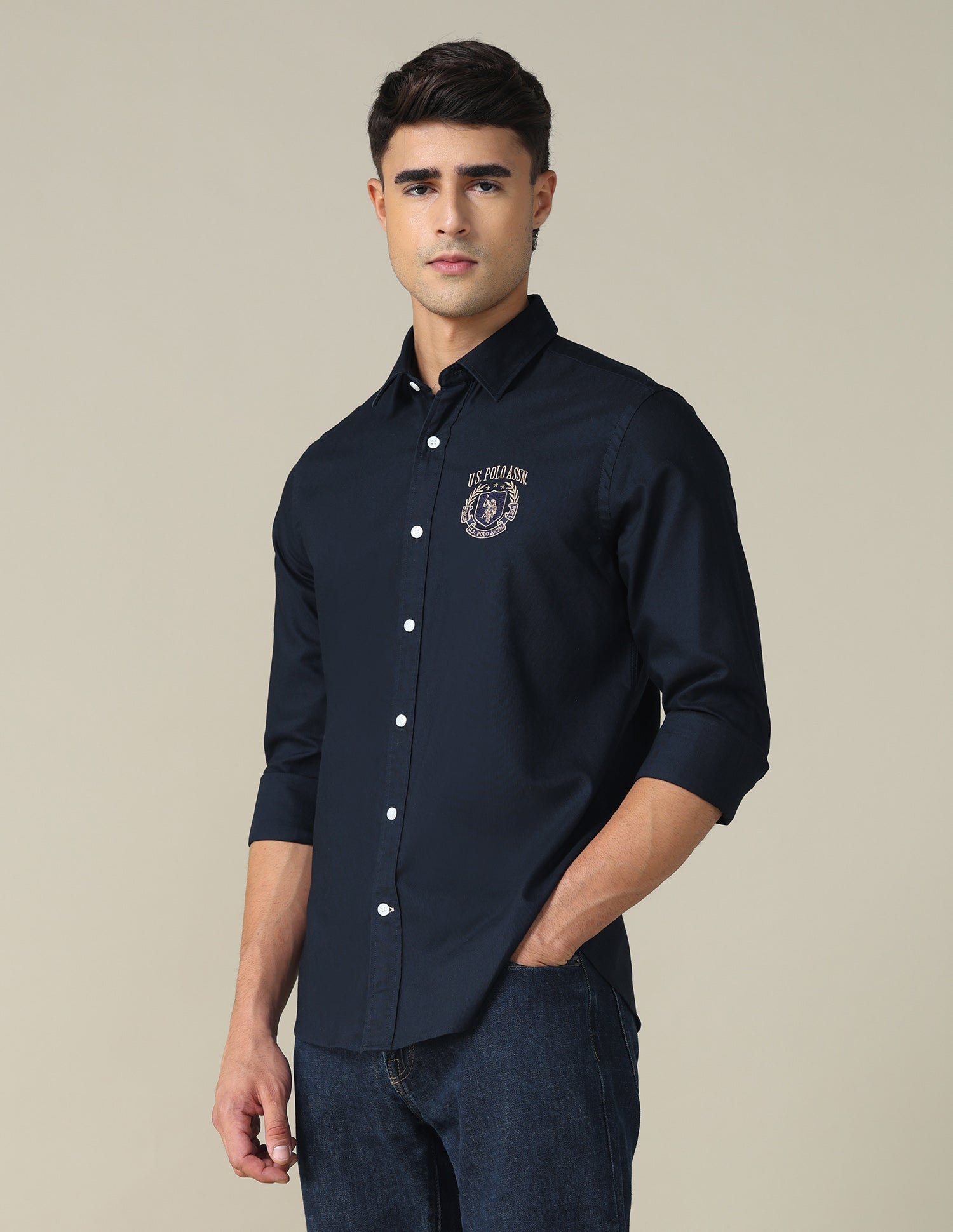 Oxford Tailored Fit Shirt Navy - U.S. POLO ASSN. | Large