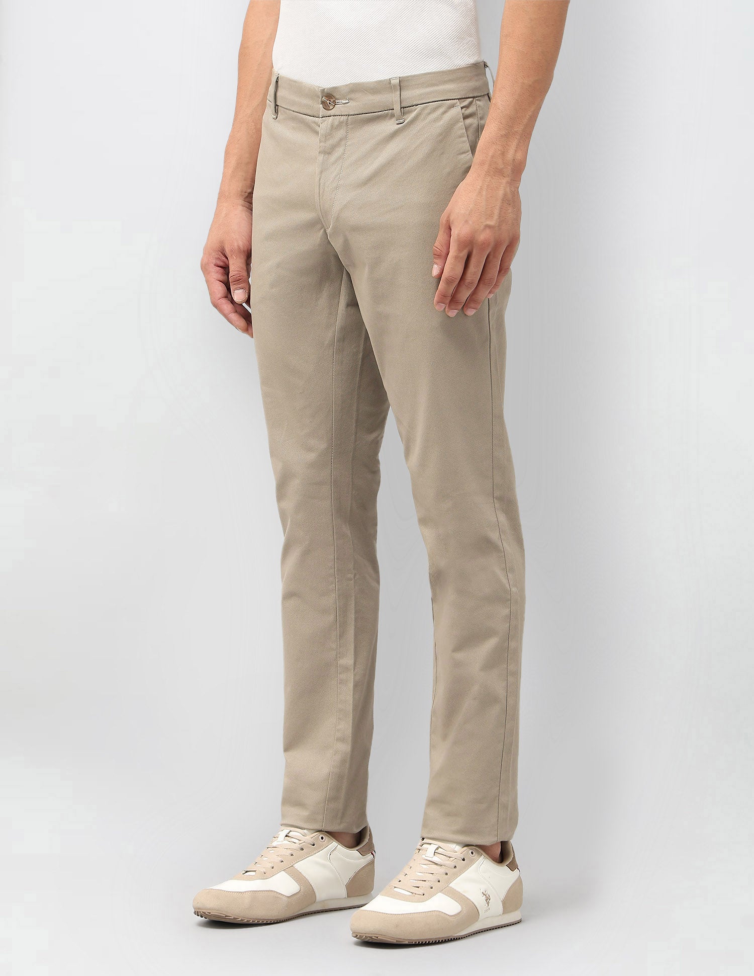 Austin Slim Fit Satin Trousers Khaki - U.S. POLO ASSN. | Large