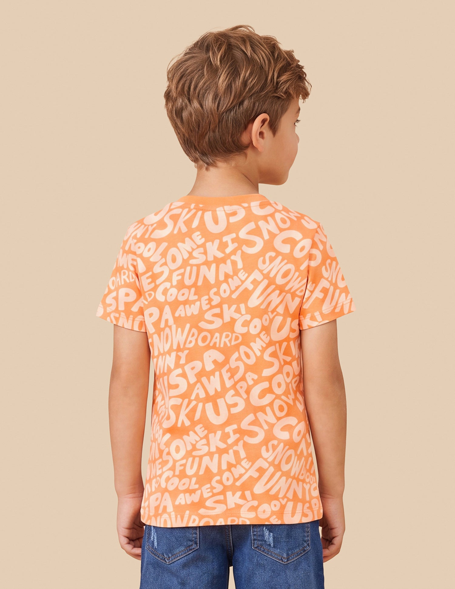Typographic Printed Regular Fit T-Shirt Orange - U.S. Polo Assn. India | Large