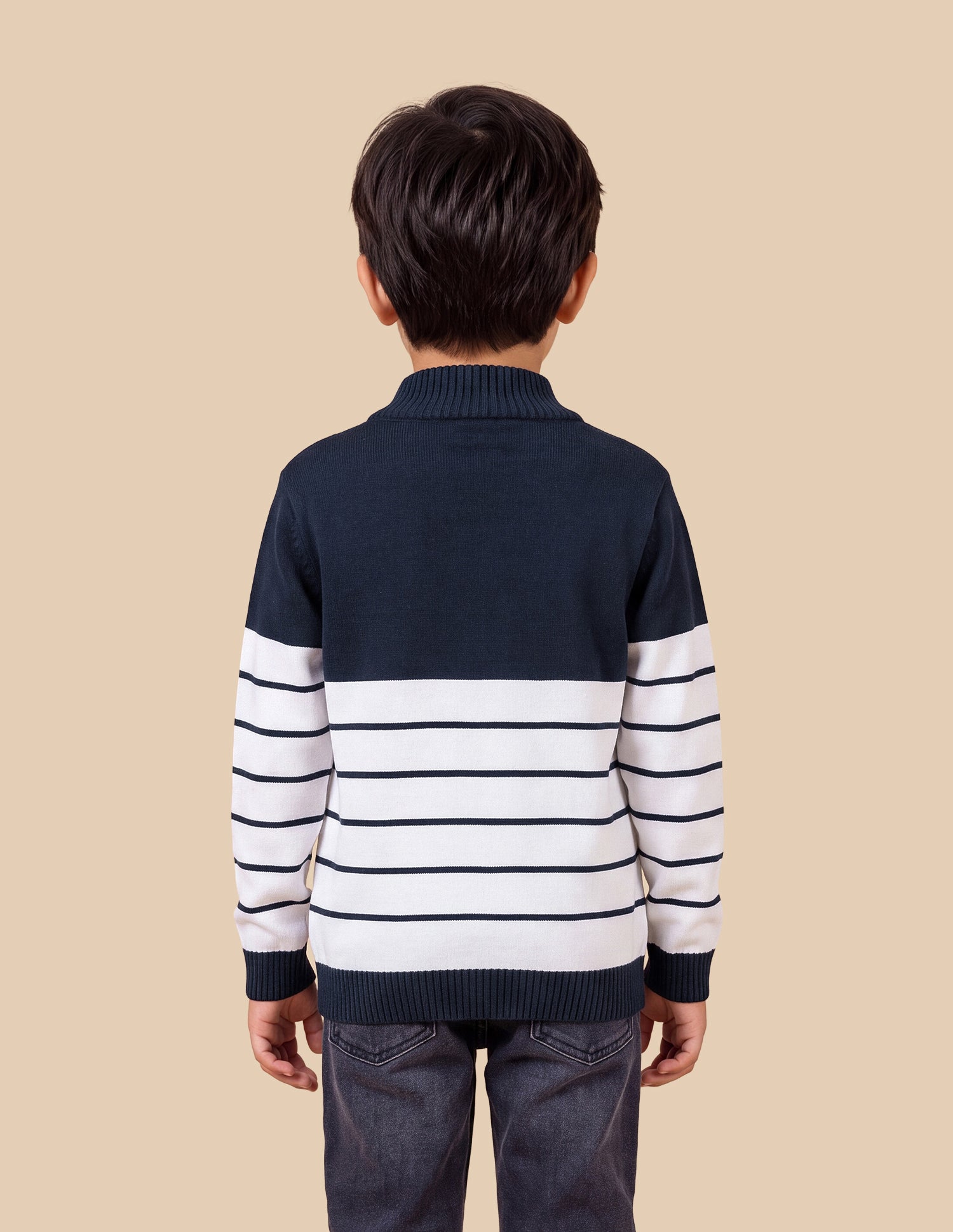 Horizontal Striped Regular Fit Sweater Navy - U.S. Polo Assn. India | Large