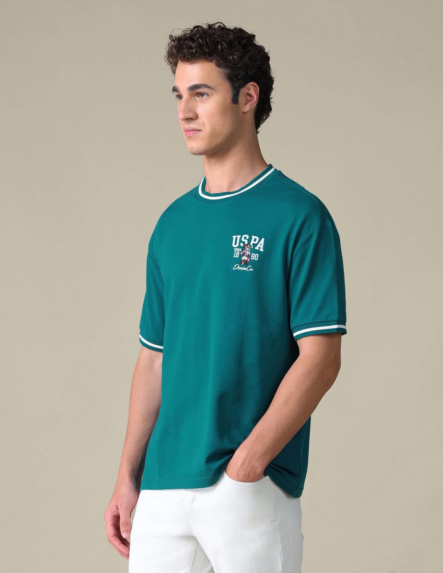 Relaxed Fit Solid T-Shirt Teal - U.S. Polo Assn. India | Large