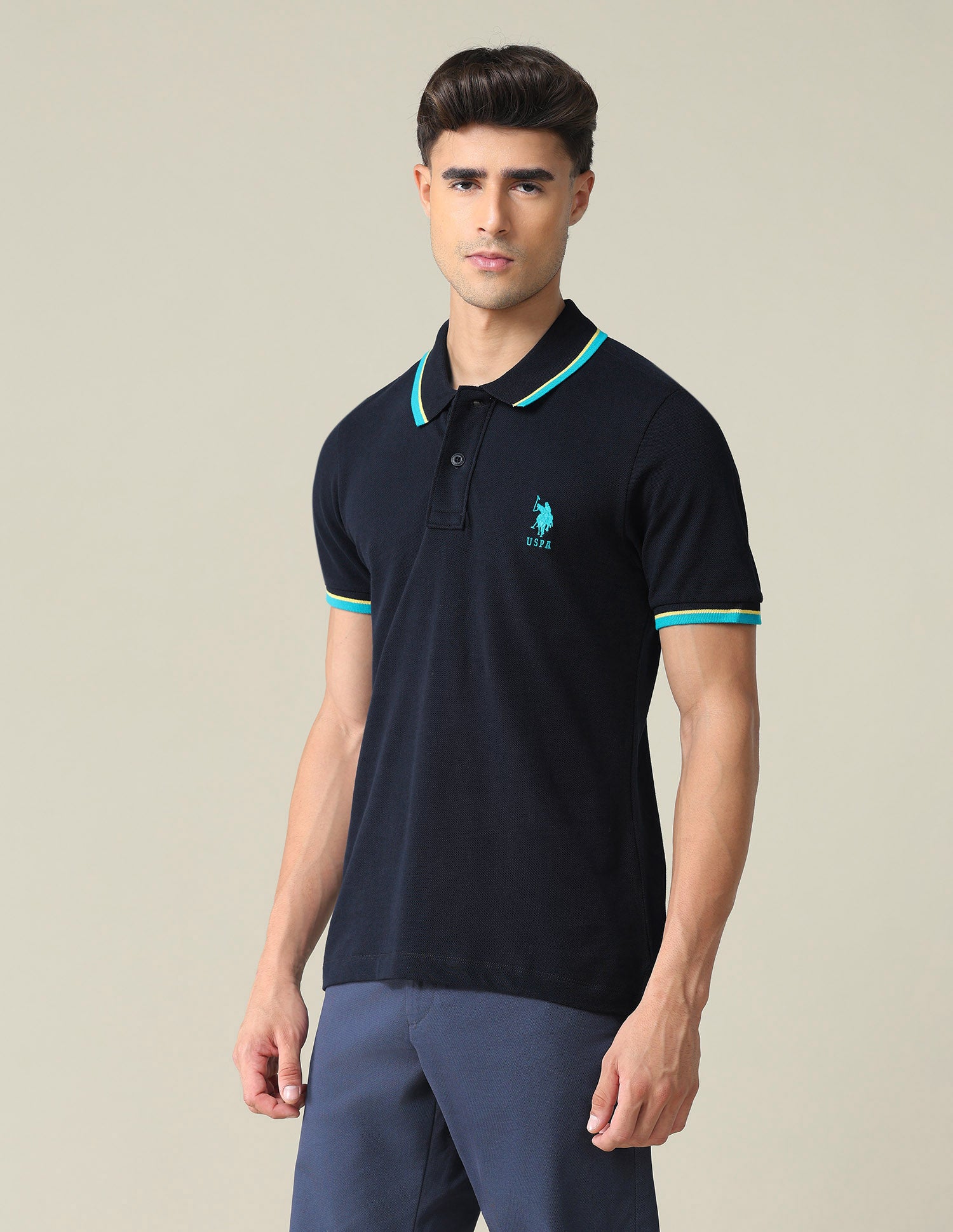 Slim Fit Cotton Polo Shirt Navy - U.S. POLO ASSN. | Large