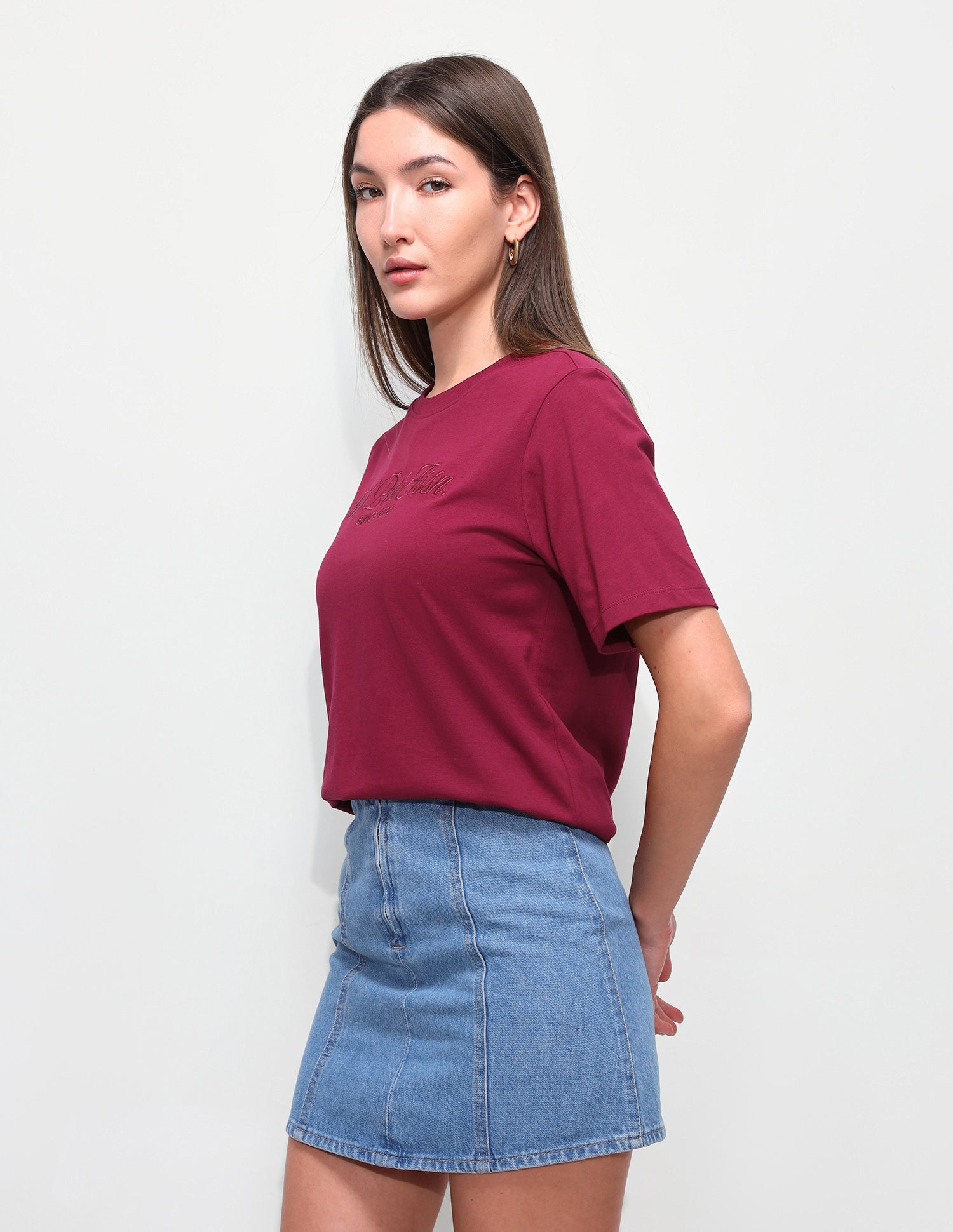 Cord Brand Embroidered Boxy Fit T-Shirt Dark Red - U.S. Polo Assn. India | Large