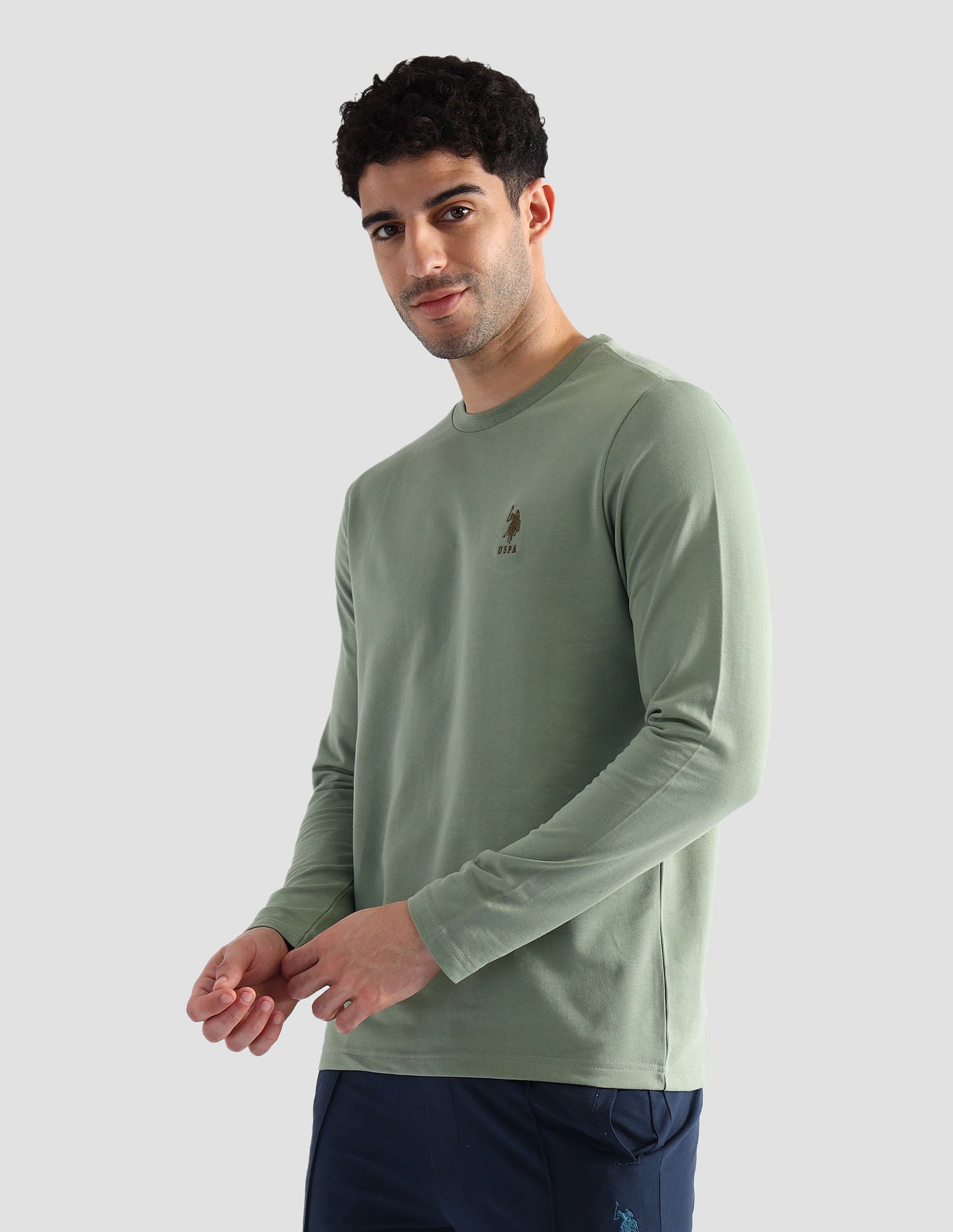 Round Neck Pure Cotton Lounge T-Shirt Aqua Green - U.S. POLO ASSN. | Large